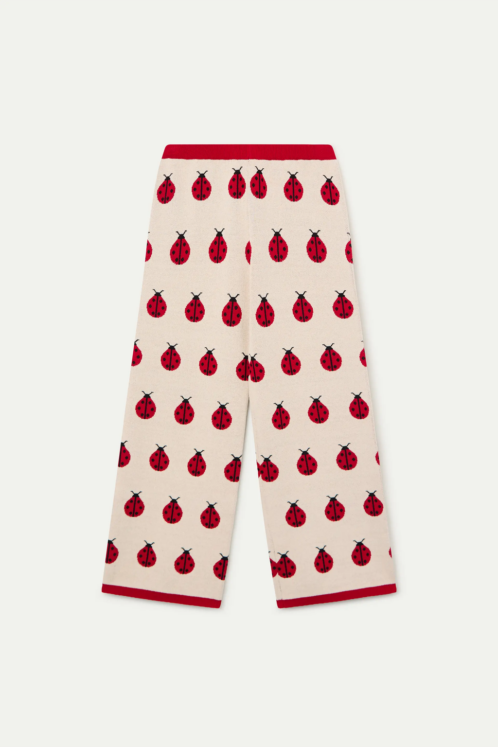 Pantalón punto jacquard de niña con estampado Red Coccinella