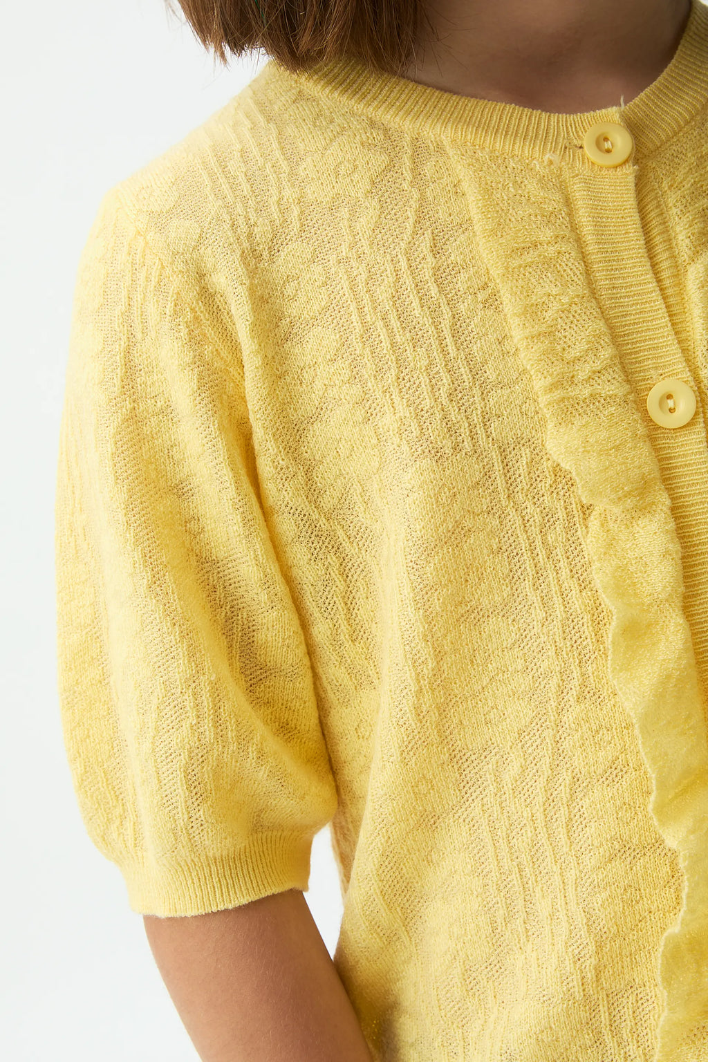 Cárdigan de niña punto amarillo