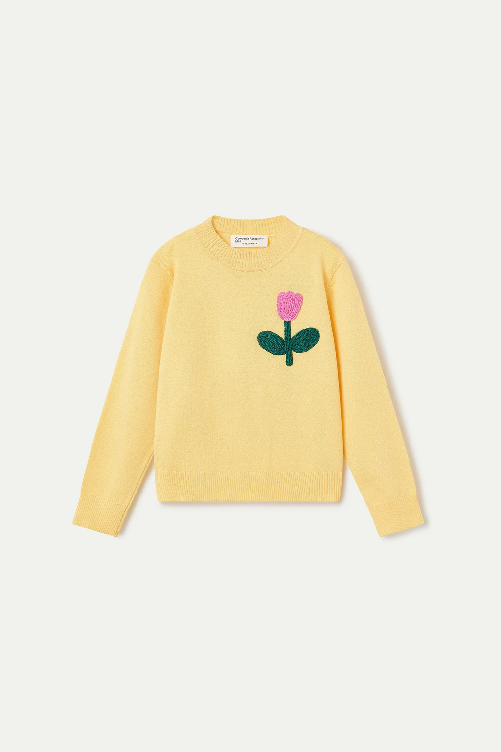 Jersey de niña punto con bordado de flor