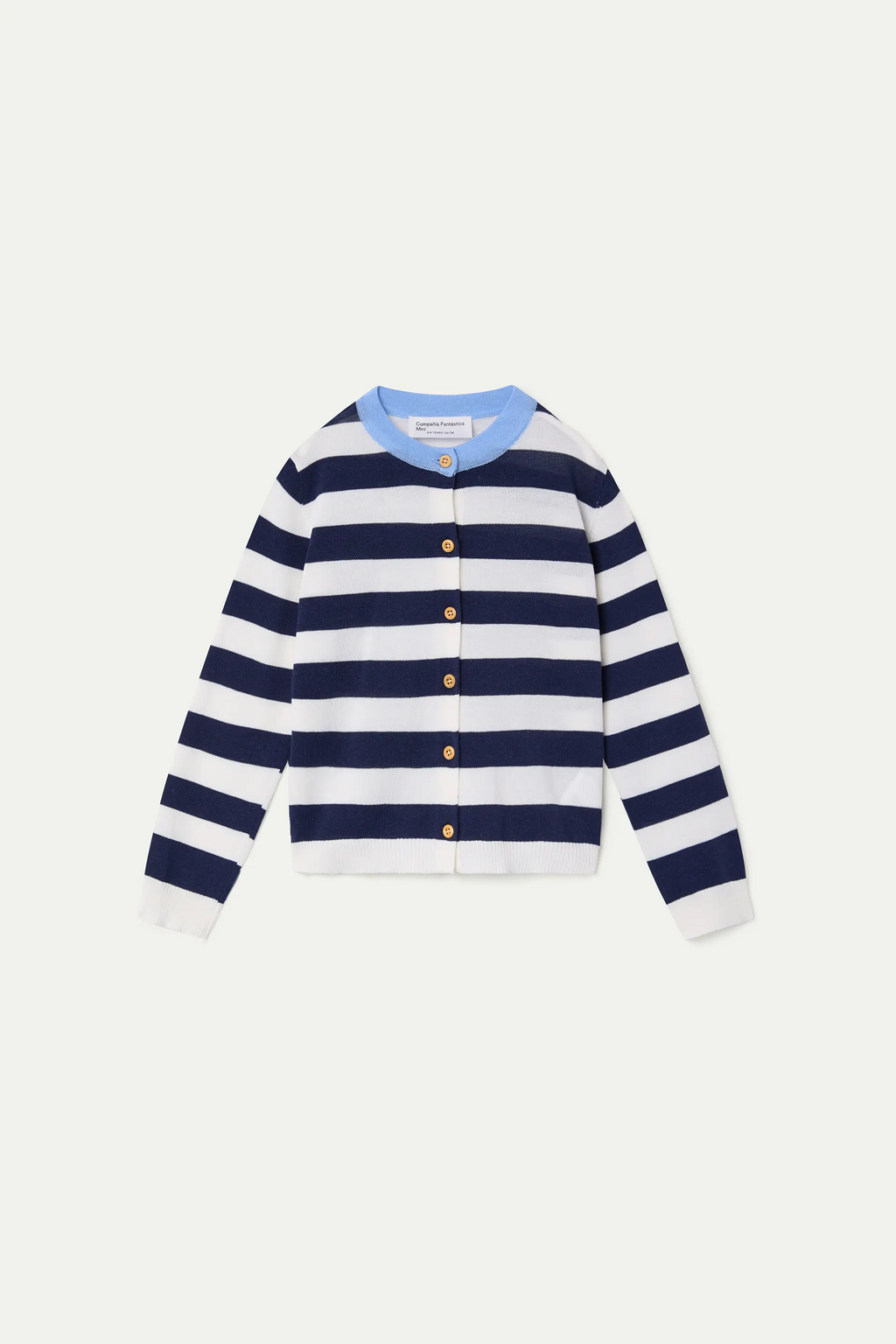 Cárdigan de niña con estampado con rayas blanco y azul