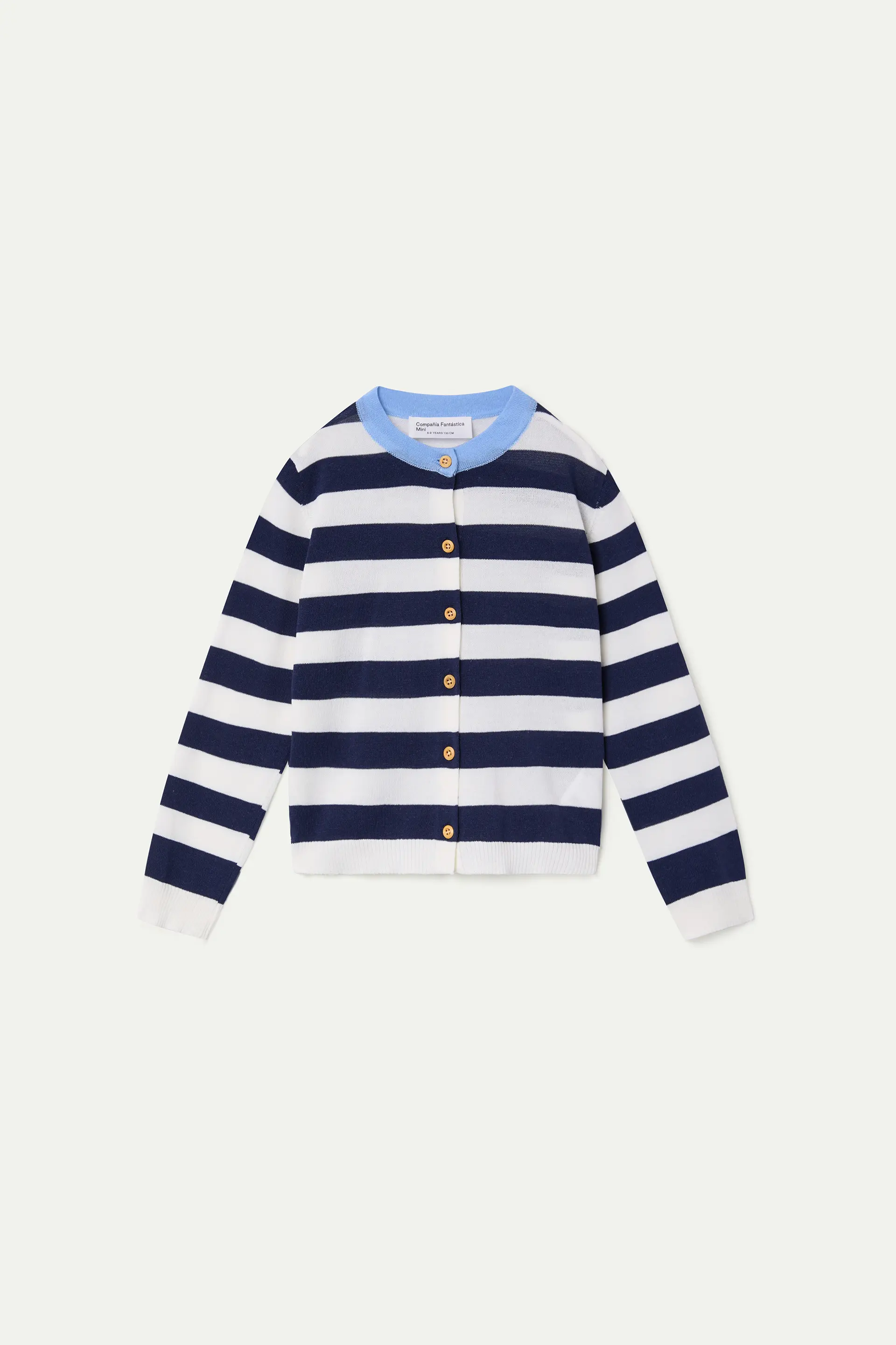 Cárdigan de niña con estampado con rayas blanco y azul