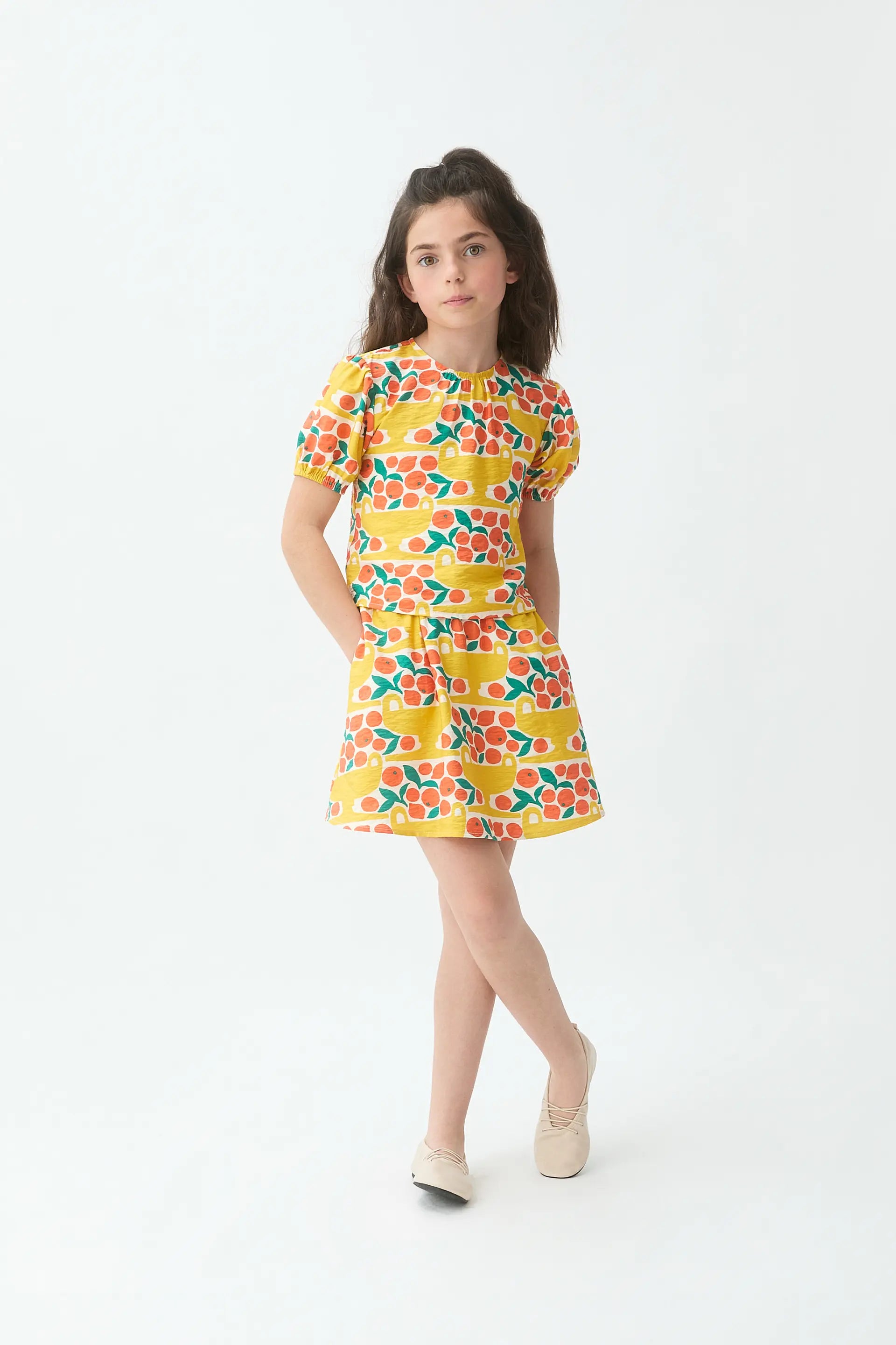 Falda corta de ni?a con estampado Citrus
