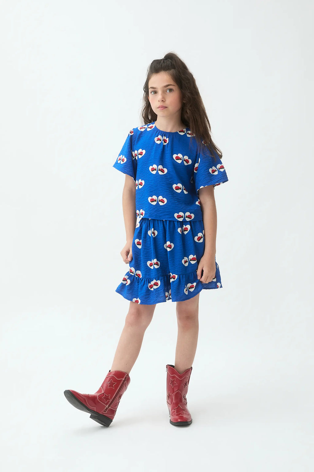 Falda corta de ni?a con estampado Coccinella