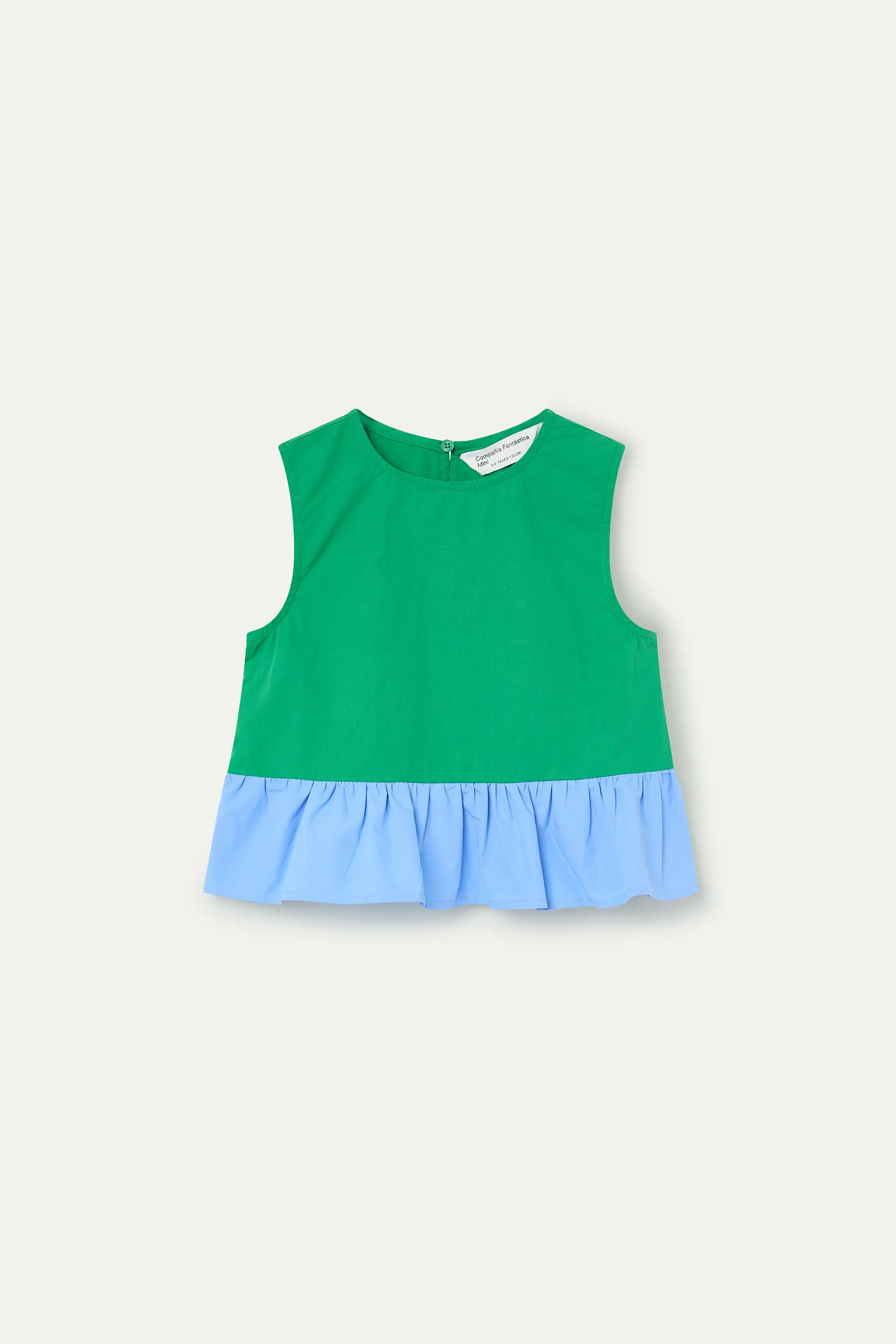 Top de ni?a 100% algod¨®n bicolor verde y azul