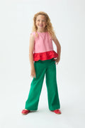 Top de ni?a 100% algod¨®n bicolor rosado y rojo