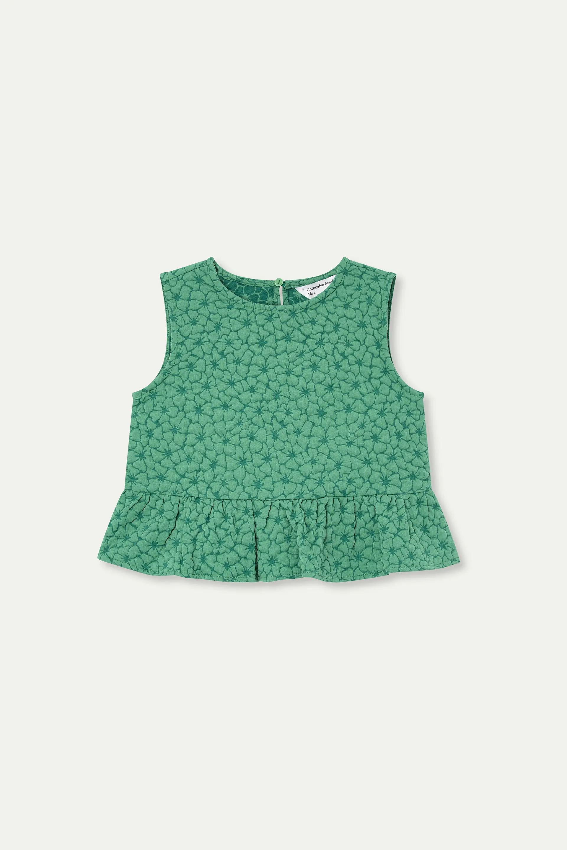 Top de ni?a con estampado floral verde