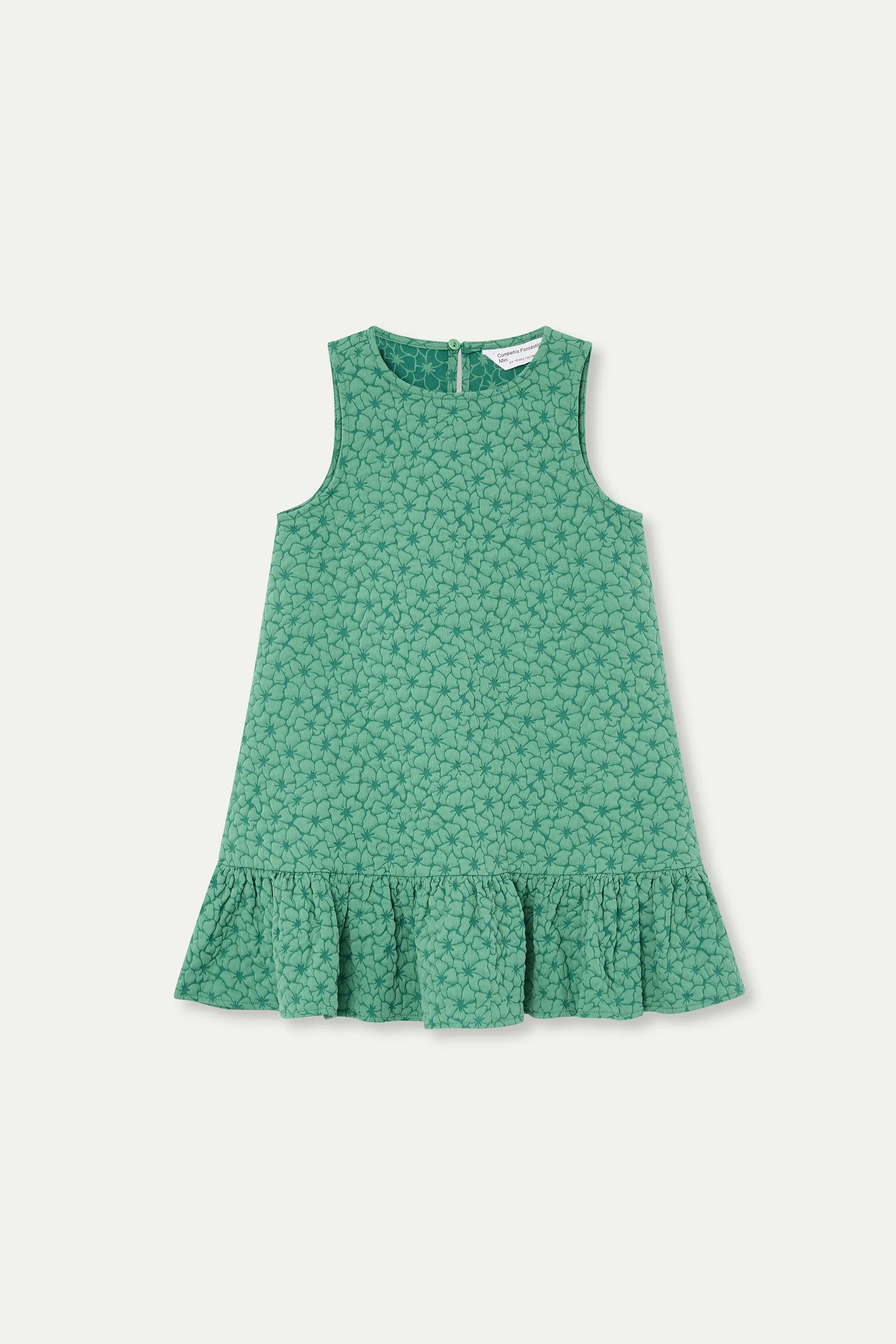 Vestido corto de ni?a con estampado floral verde