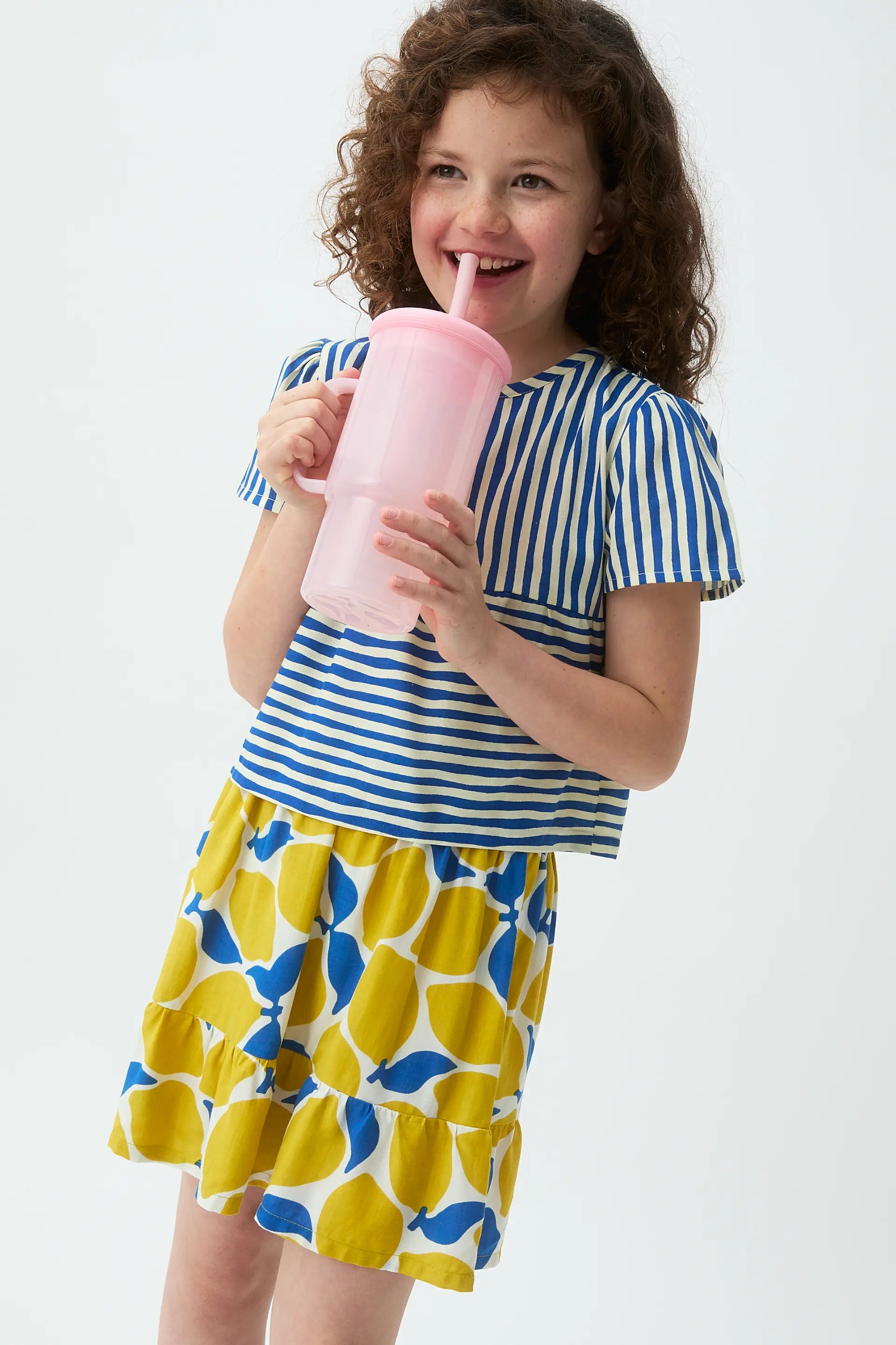 Falda corta de ni?a con estampado Limoncello
