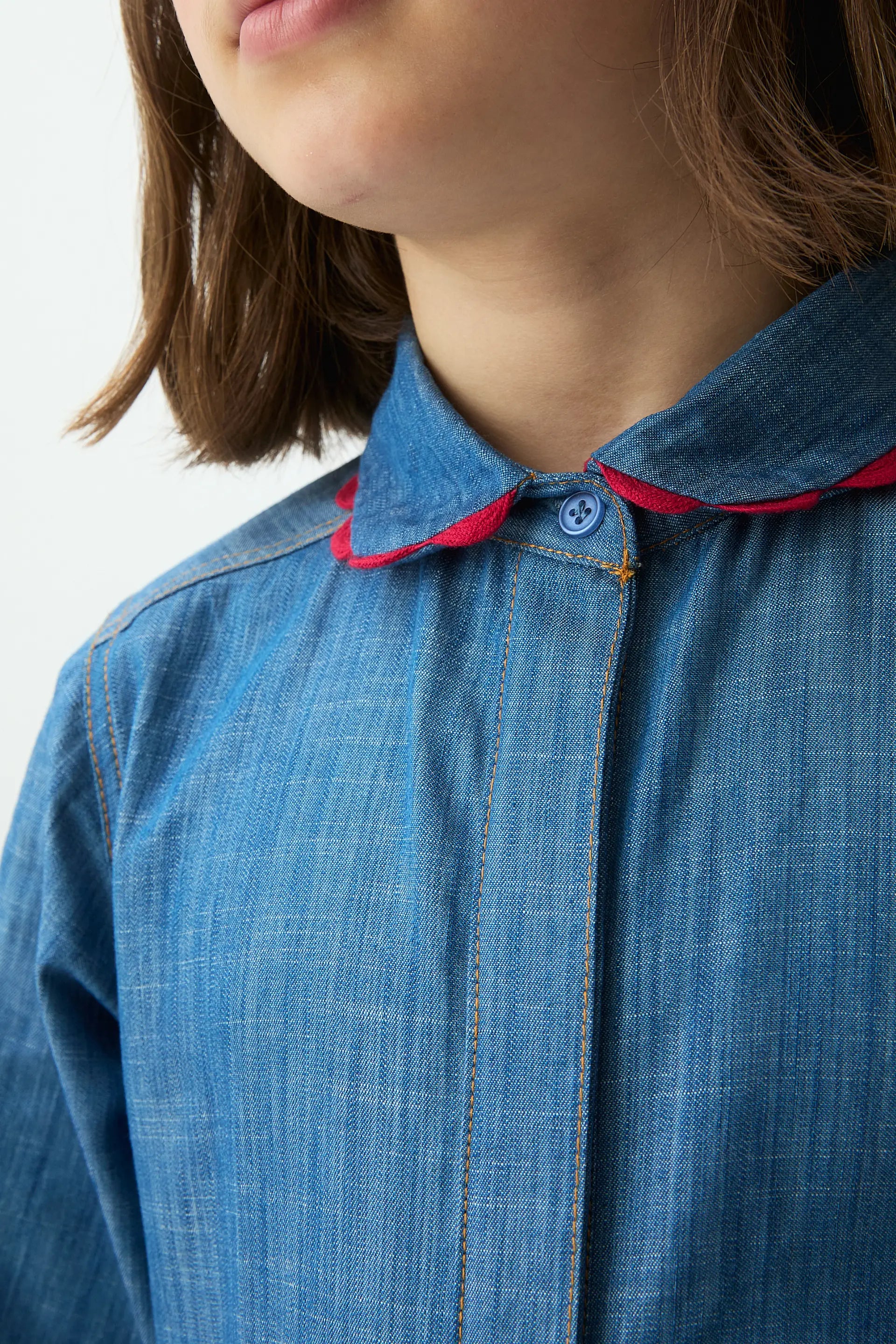 Camisa de niña 100% algodón Chambray