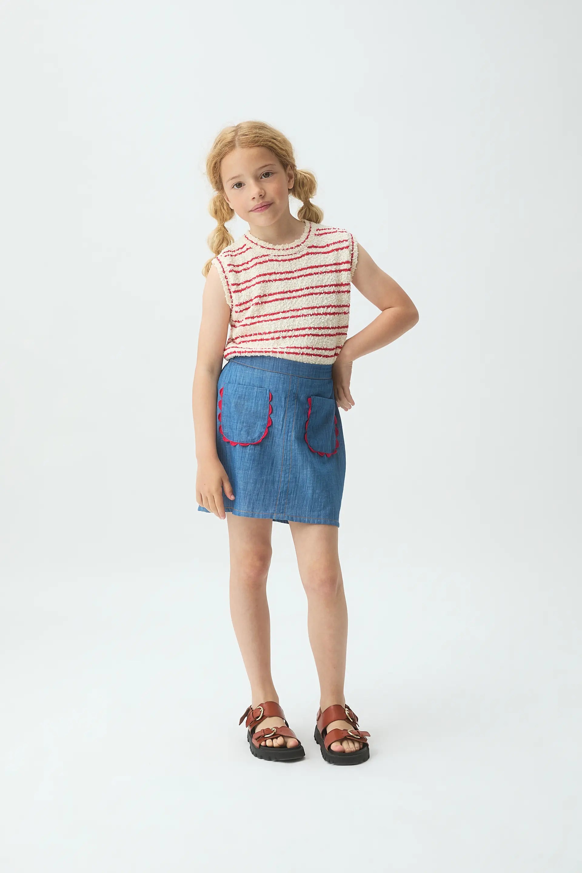 Falda corta de ni?a 100% algod¨®n Chambray