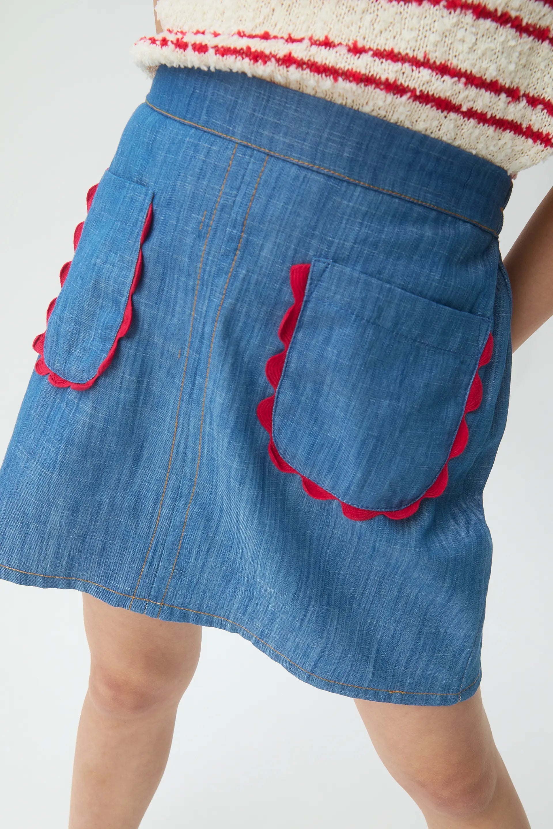 Falda corta de ni?a 100% algod¨®n Chambray