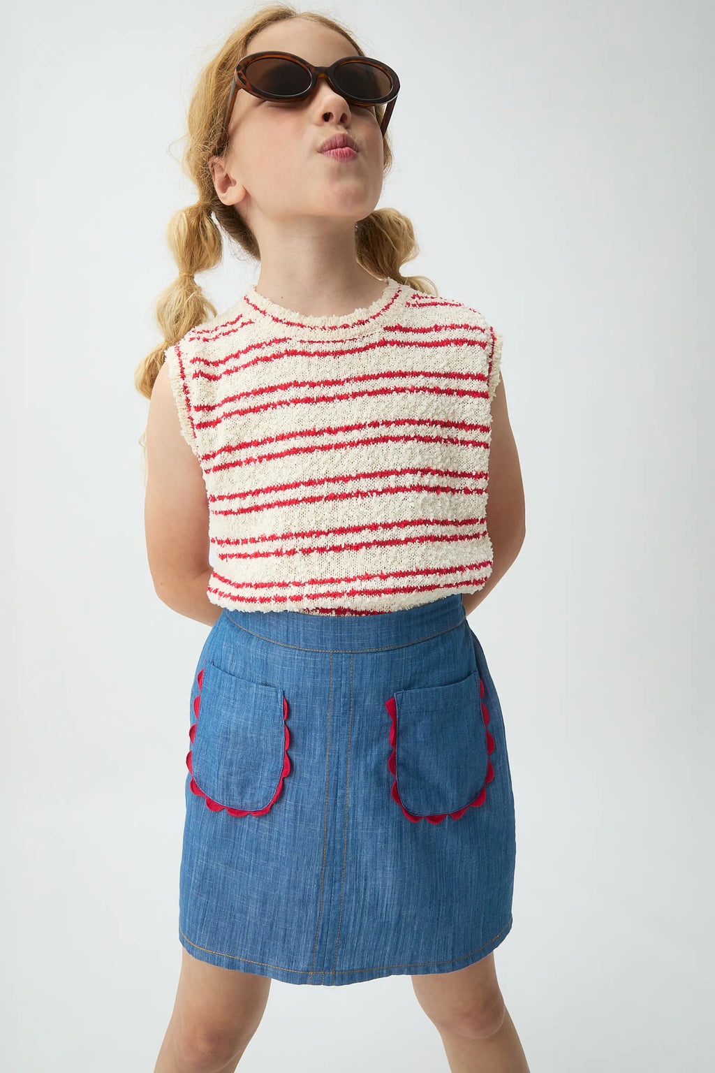 Falda corta de ni?a 100% algod¨®n Chambray