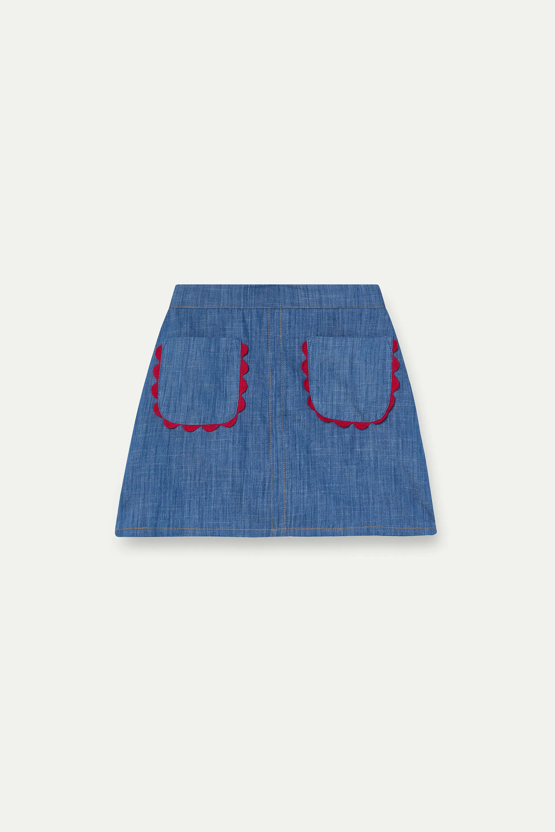 Falda corta de ni?a 100% algod¨®n Chambray