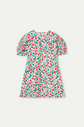 Vestido de ni?a 100% algod¨®n con estampado Guinda