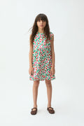 Vestido corto de ni?a con estampado Guinda