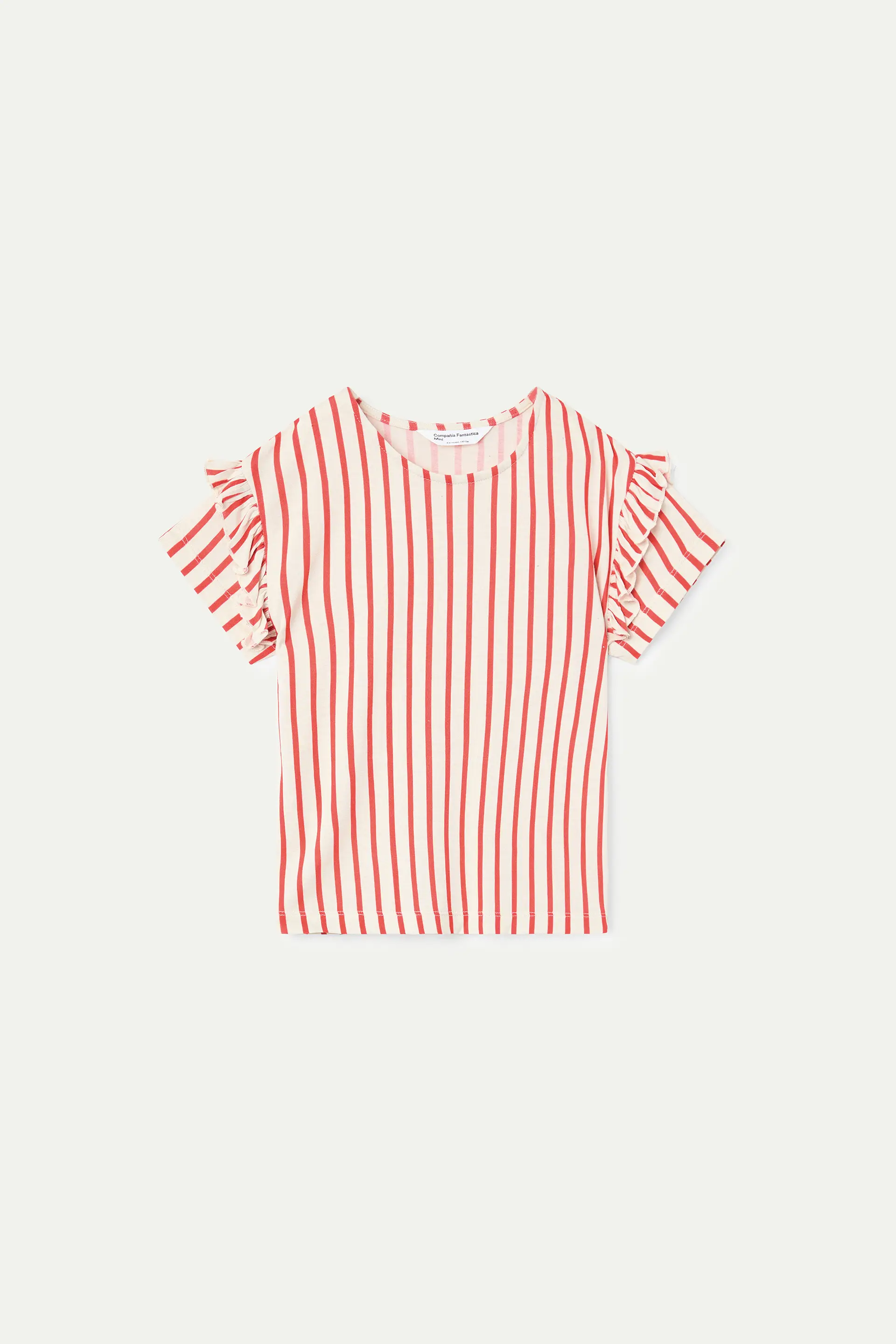 Camiseta de ni?a con estampado de rayas rojas