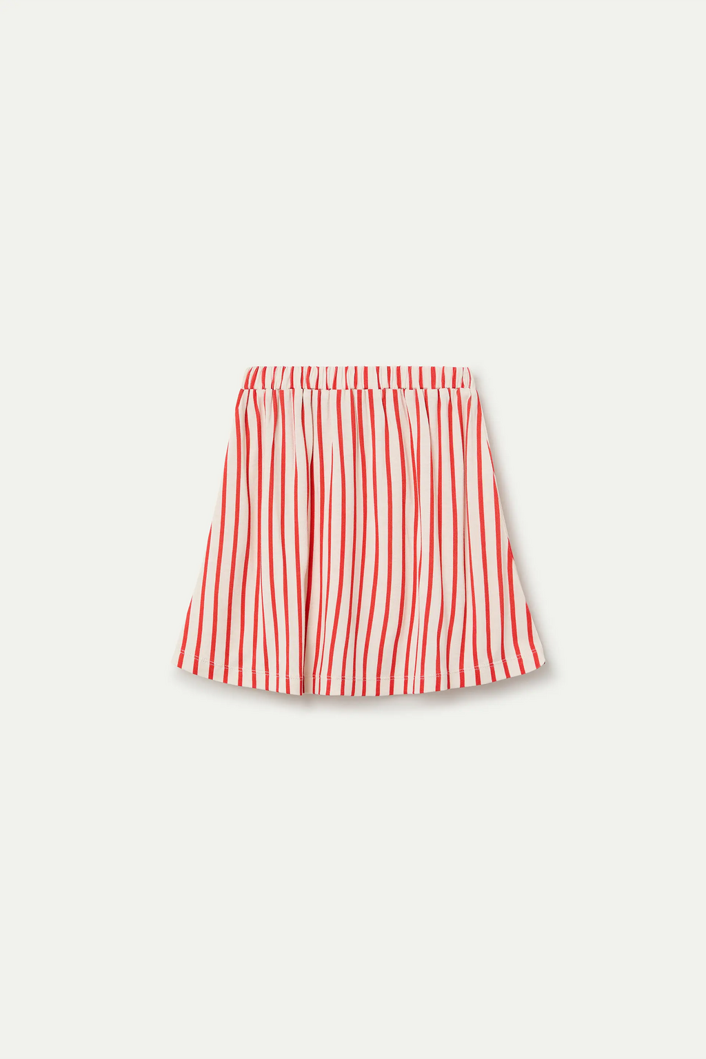 Falda corta de ni?a con estampado de rayas rojas
