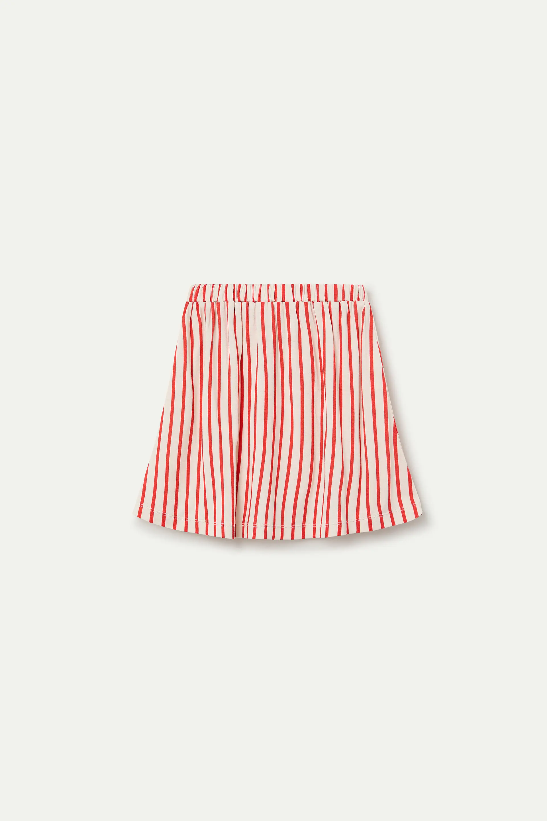 Falda corta de ni?a con estampado de rayas rojas