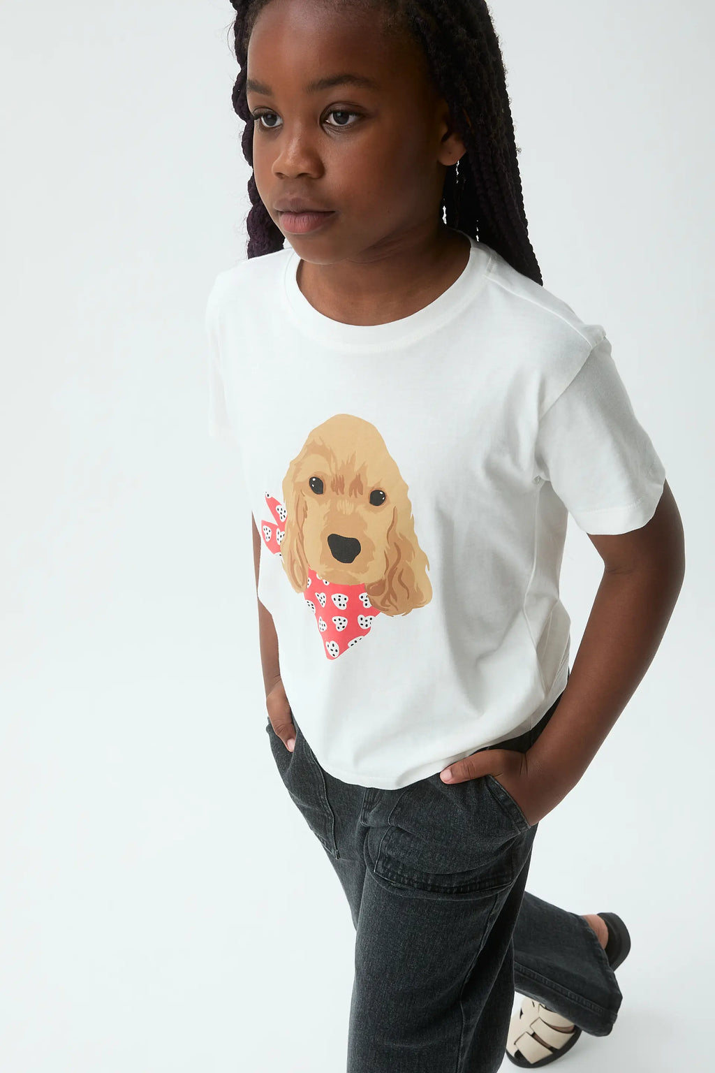Camiseta de ni?a con estampado de perrito Coker
