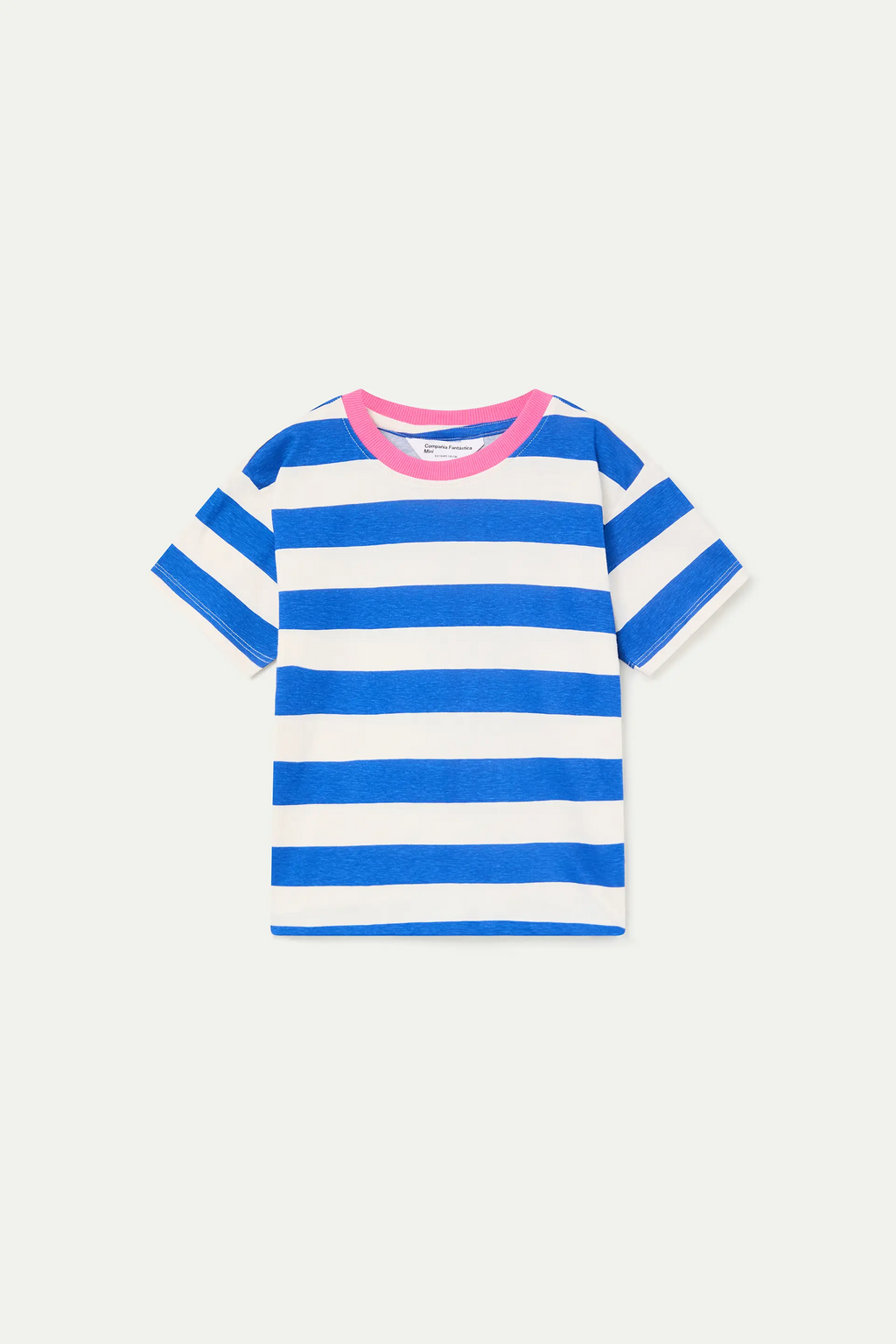 Camiseta de ni?a con estampado de rayas azul y blanca