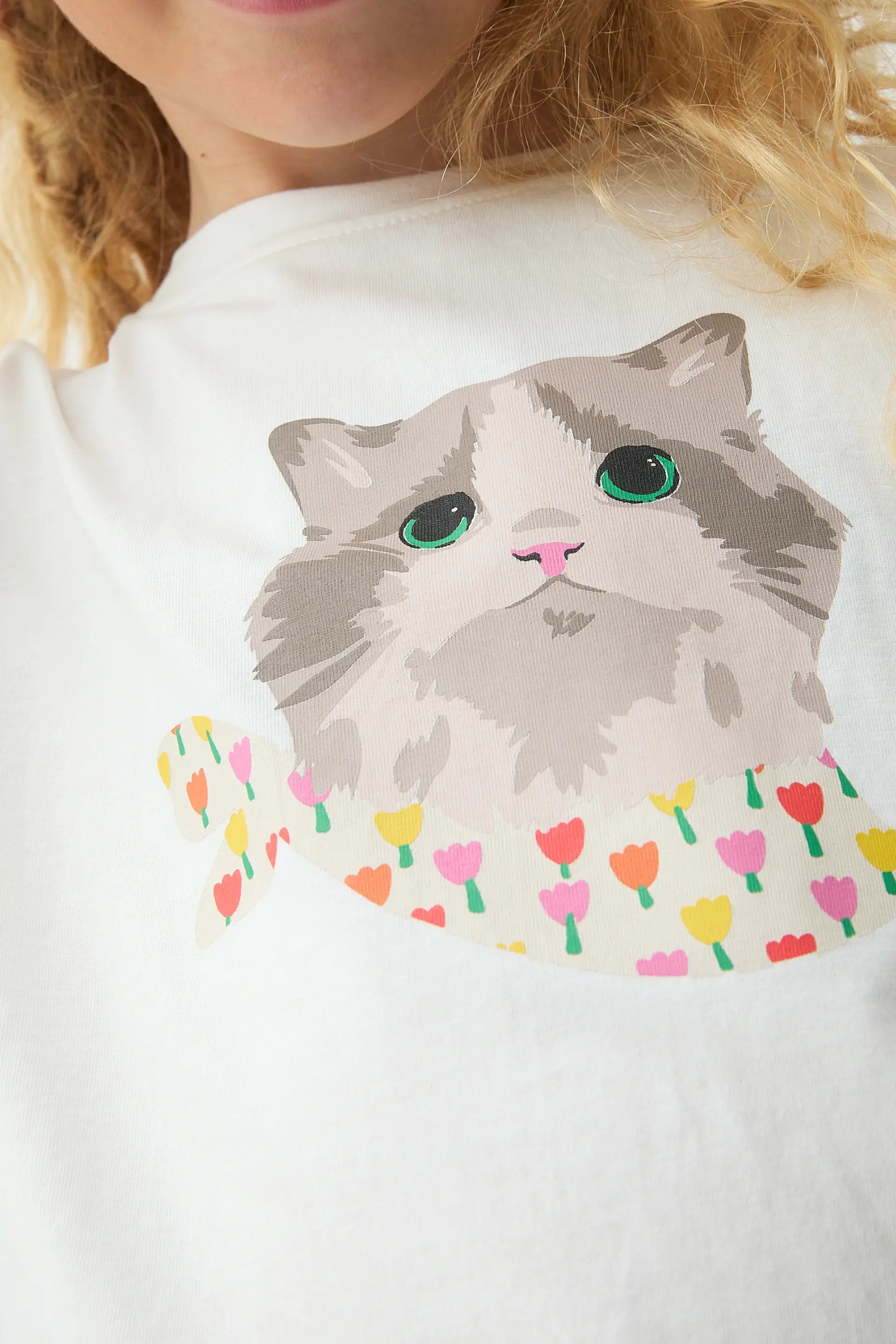 Camiseta de ni?a con estampado de Gatito