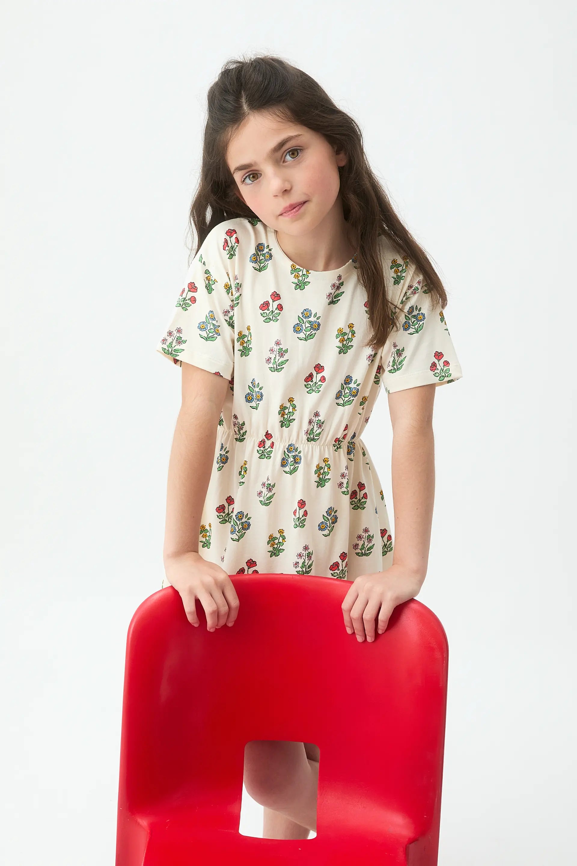 Vestido corto de ni?a con estampado Gardener