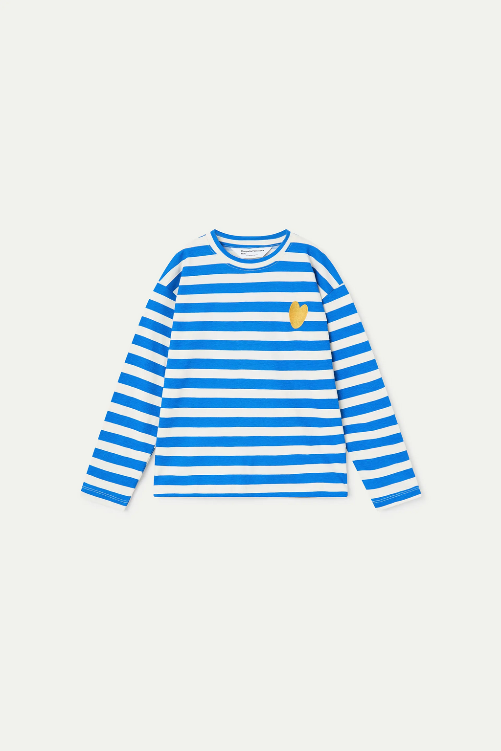 Camiseta manga larga de ni?a con estampado de rayas azul y blanco