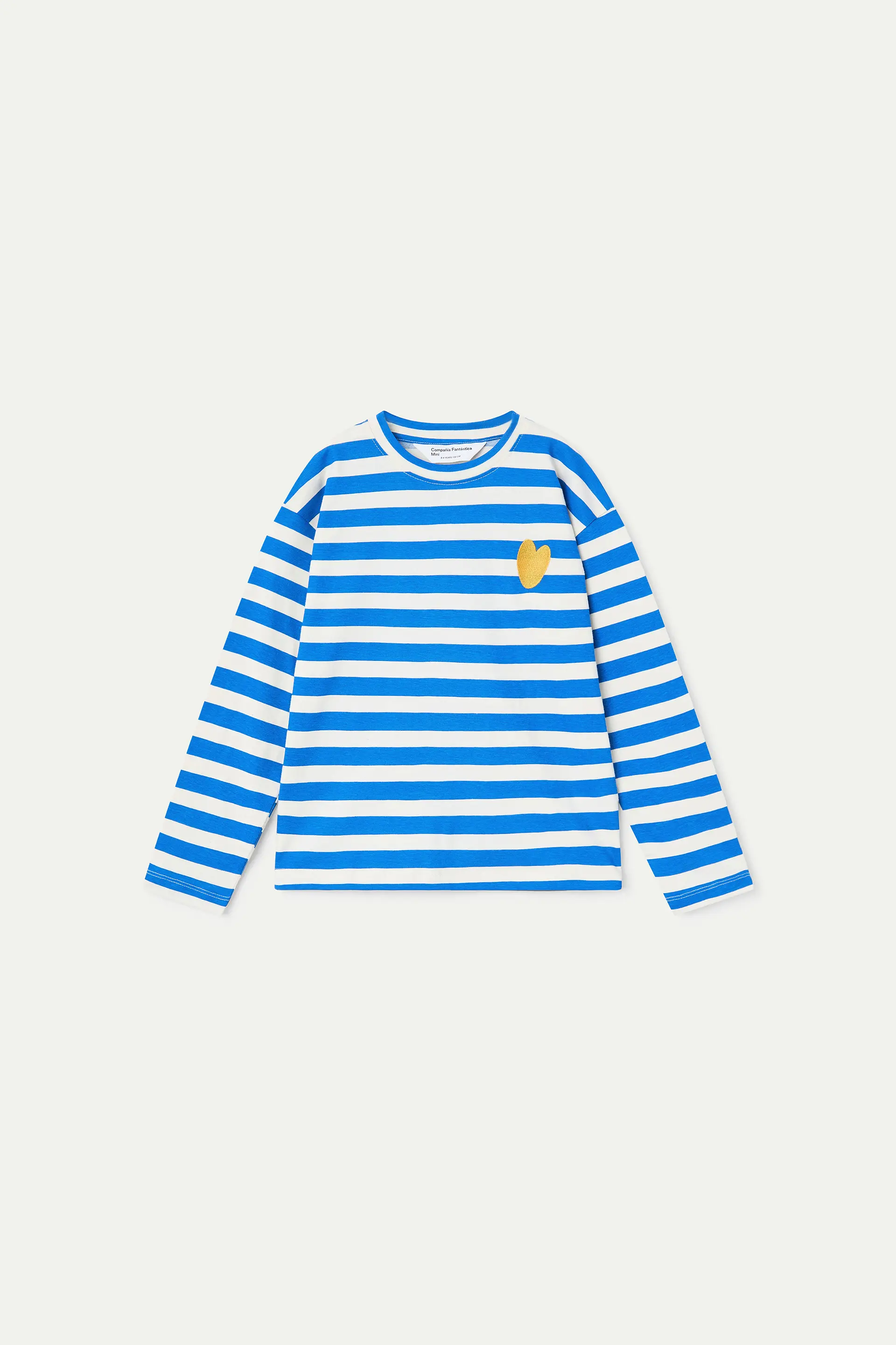 Camiseta manga larga de ni?a con estampado de rayas azul y blanco