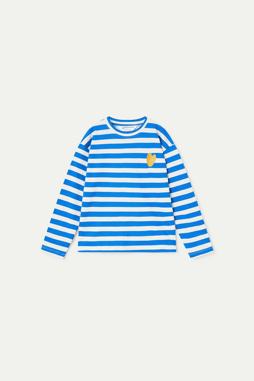 Camiseta manga larga de ni?a con estampado de rayas azul y blanco
