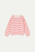 Sudadera de niña con estampado de rayas rosa y rojo