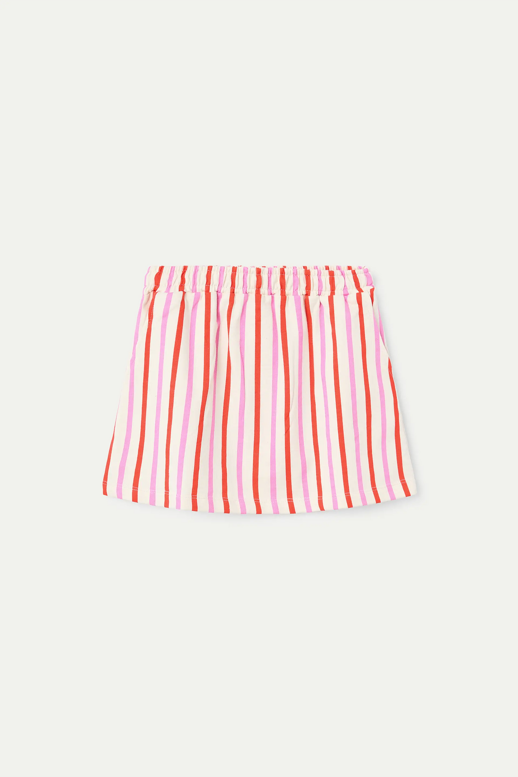 Falda corta de ni?a estampado de rayas rosa y rojo