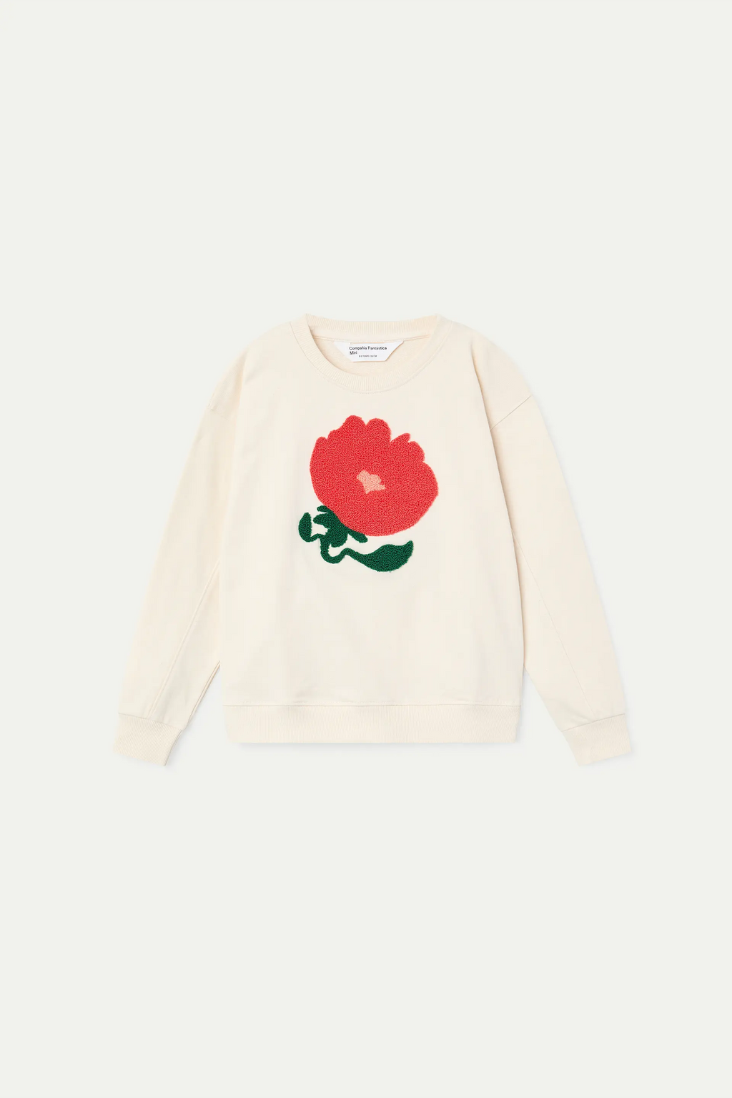 Sudadera de niña blanco roto con parche floral