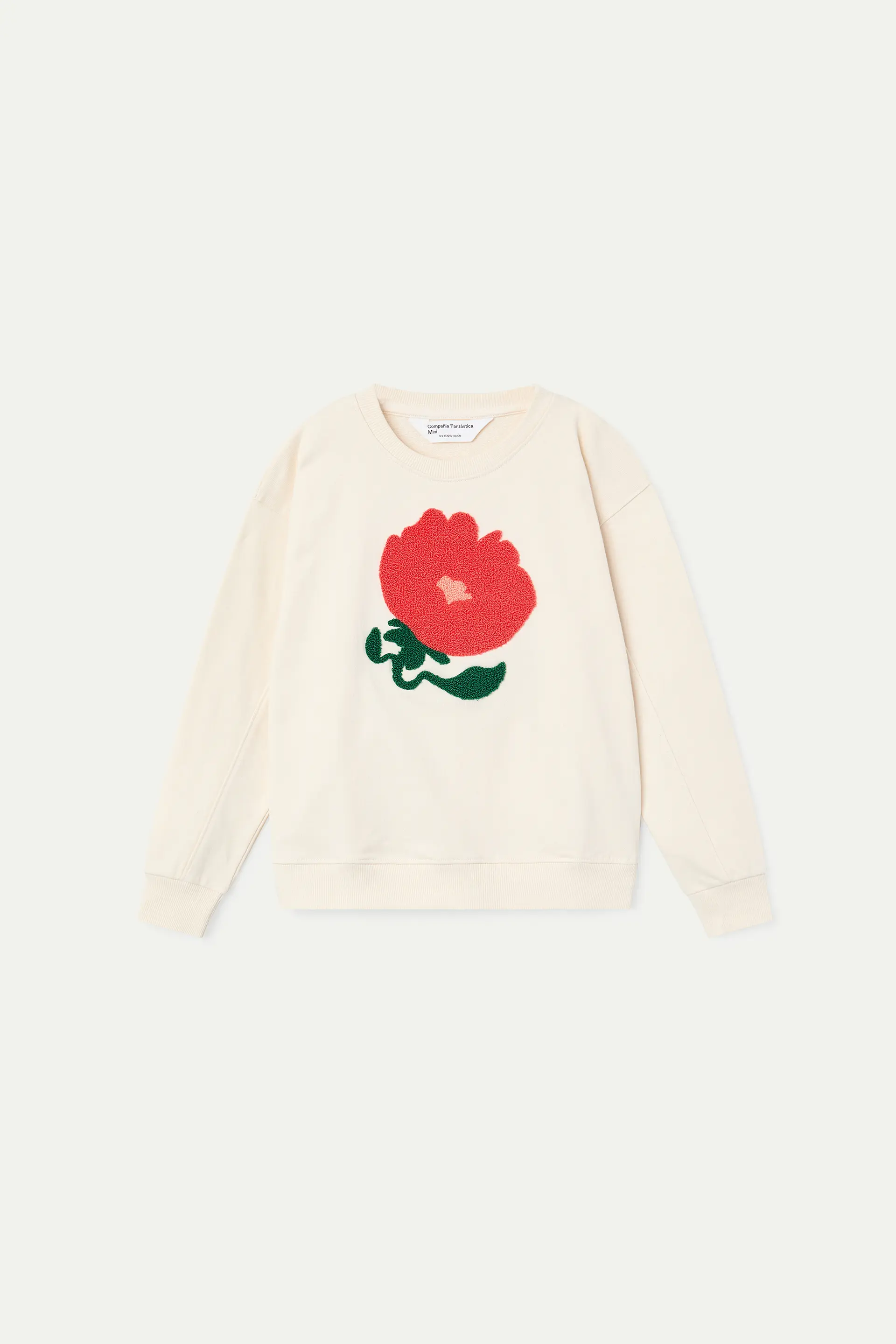 Sudadera de niña blanco roto con parche floral