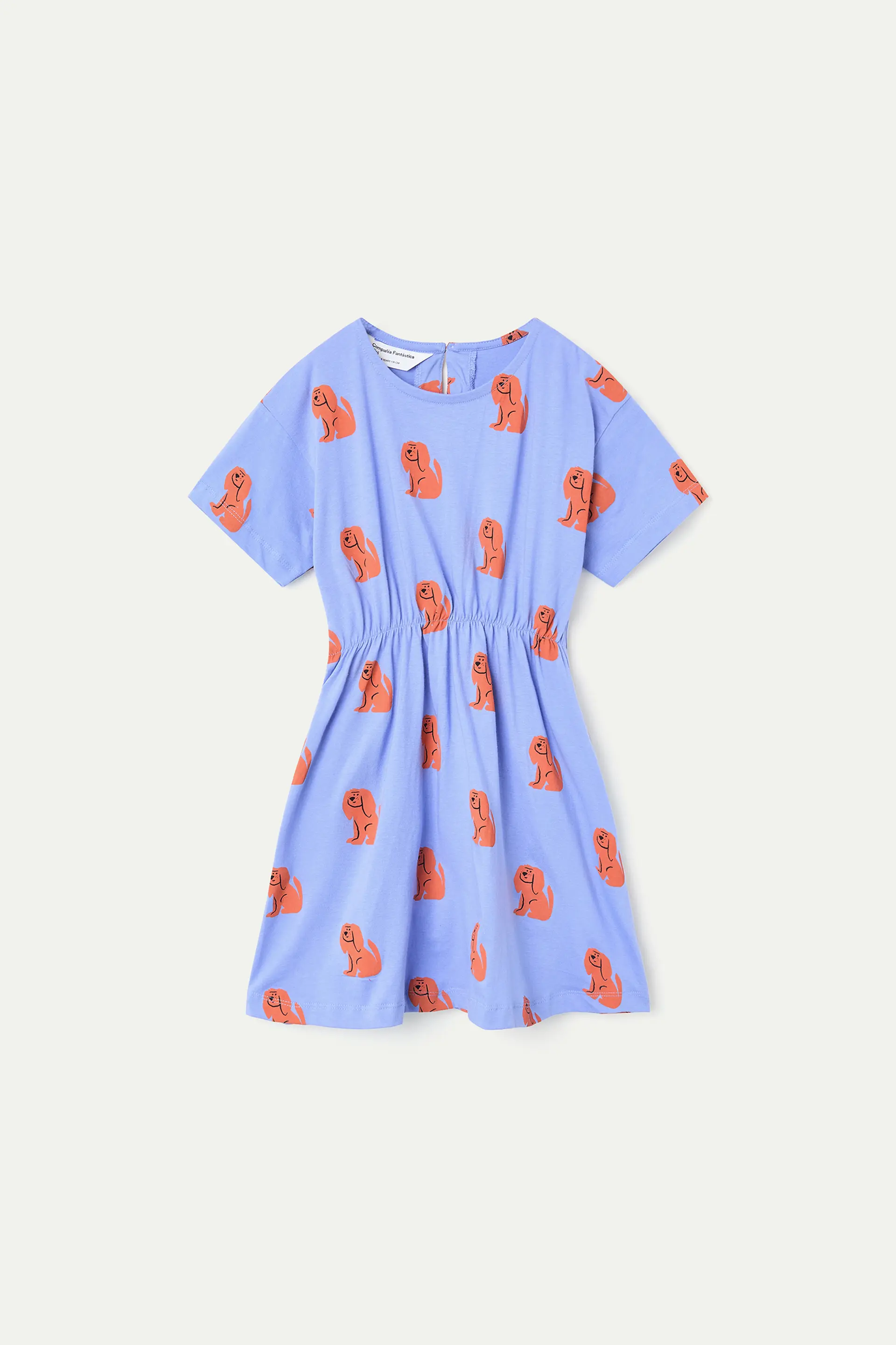 Vestido corto de ni?a con estampado de perrito
