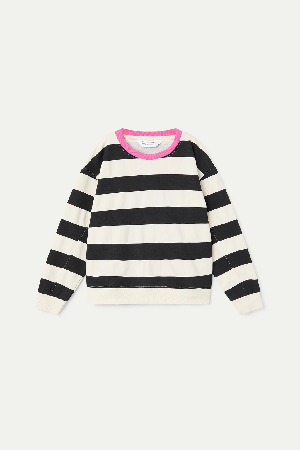 Sudadera de niña con estampado de rayas blanco y negro