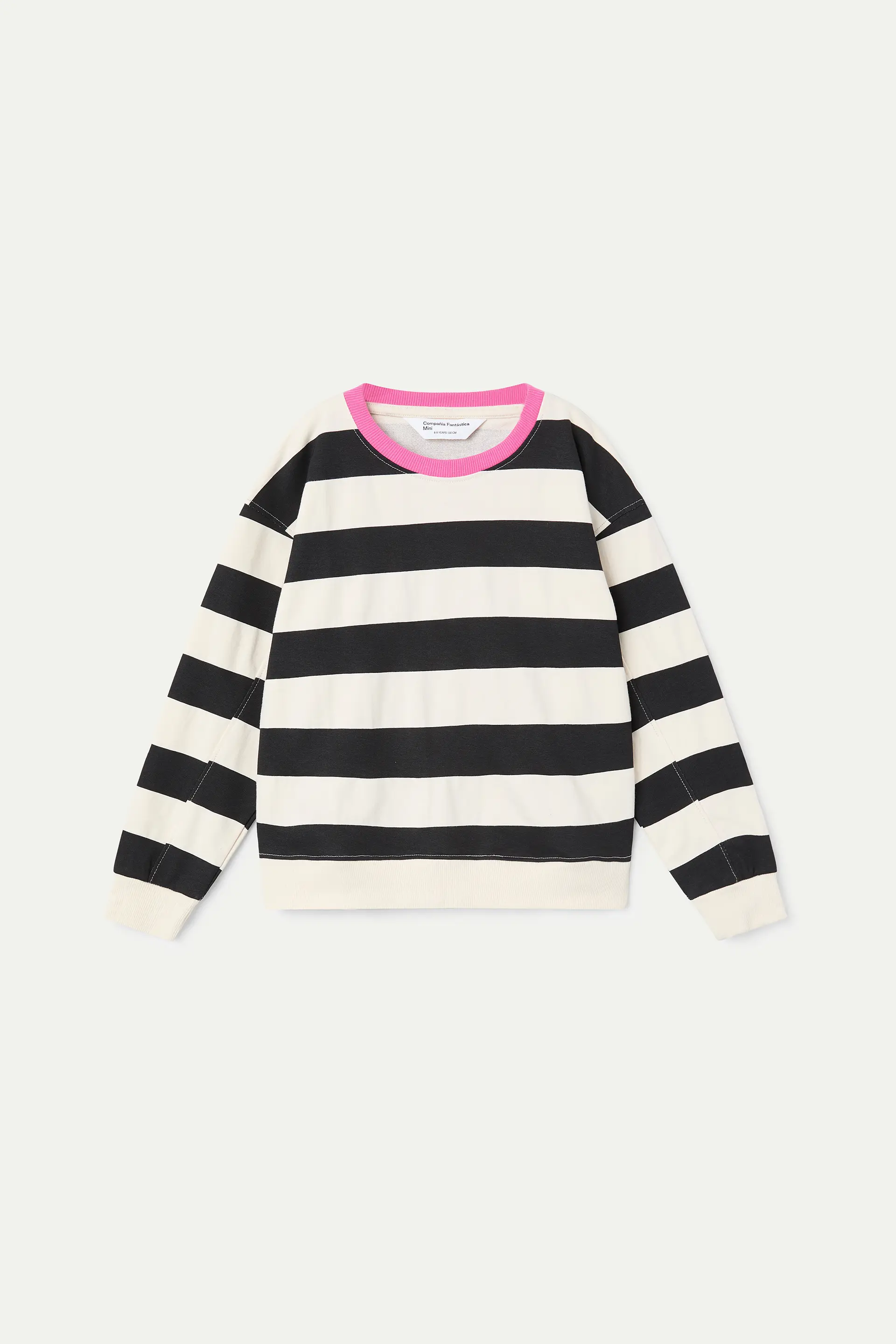 Sudadera de niña con estampado de rayas blanco y negro