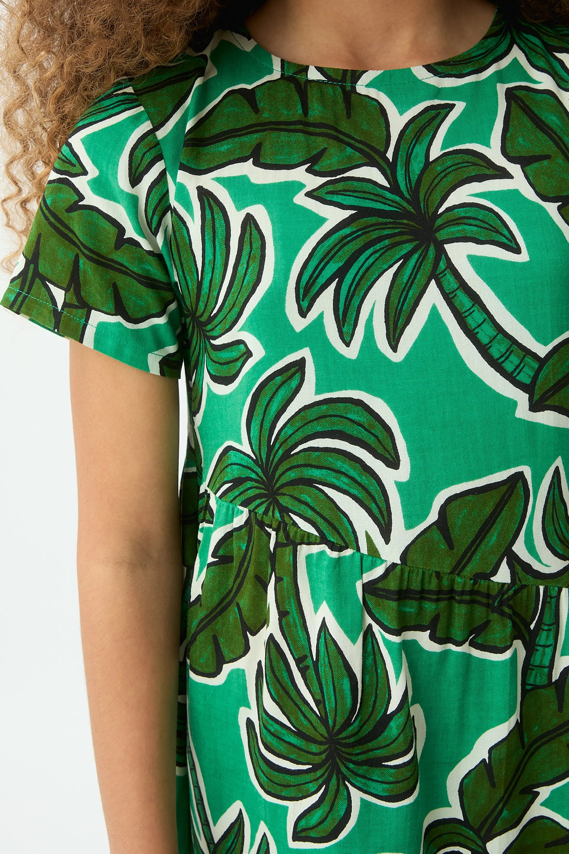 Vestido corto de ni?a con estampado Palm Tree