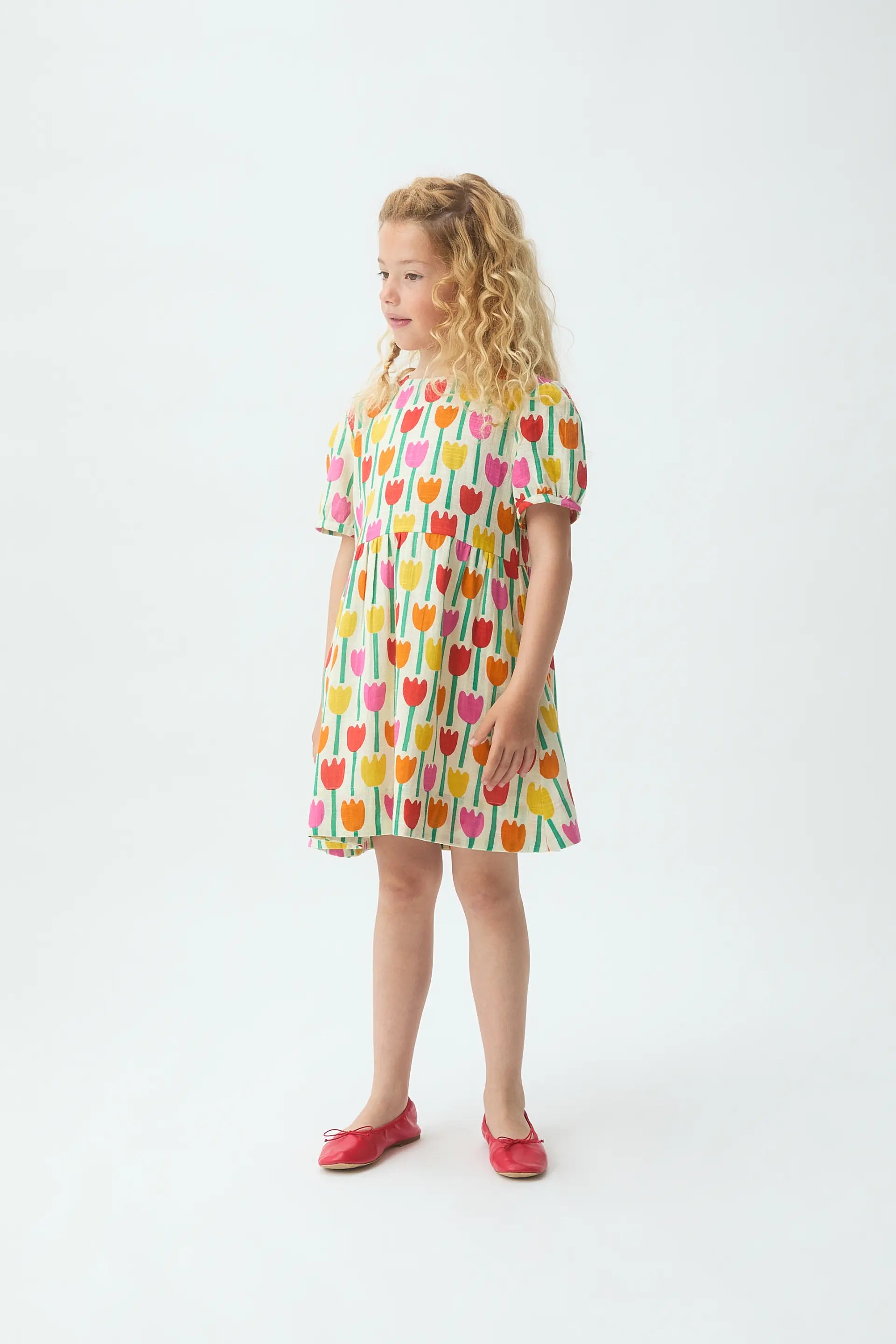 Vestido corto de ni?a con estampado Tulipa