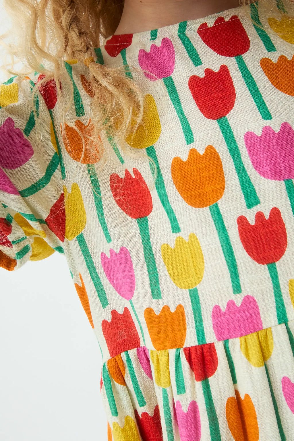 Vestido corto de ni?a con estampado Tulipa