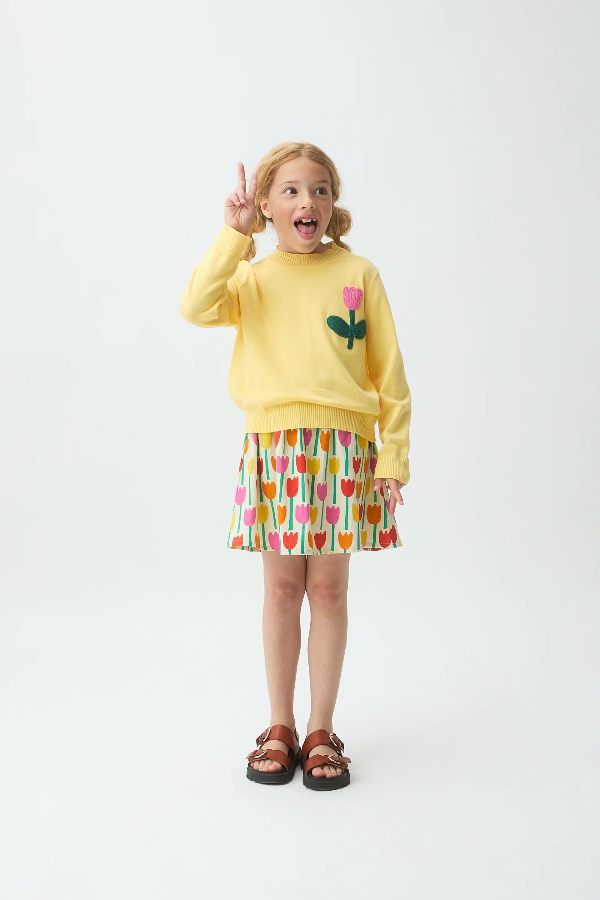 Falda corta de ni?a con estampado Tulipa
