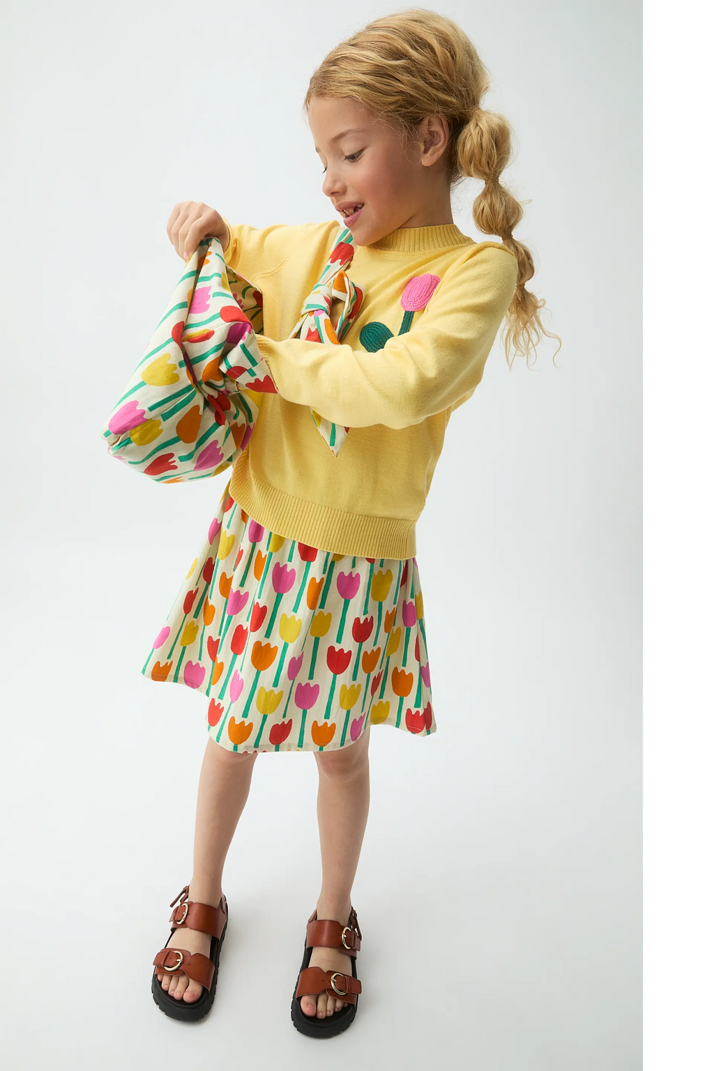Falda corta de ni?a con estampado Tulipa