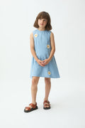 Vestido corto de ni?a 100% algod¨®n con margaritas