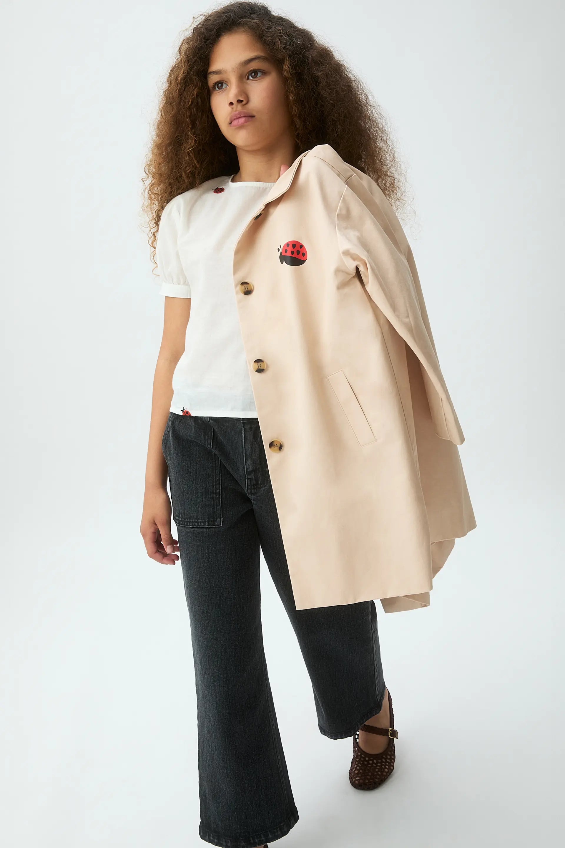 Top de ni?a 100% algod¨®n con estampado Ladybugs