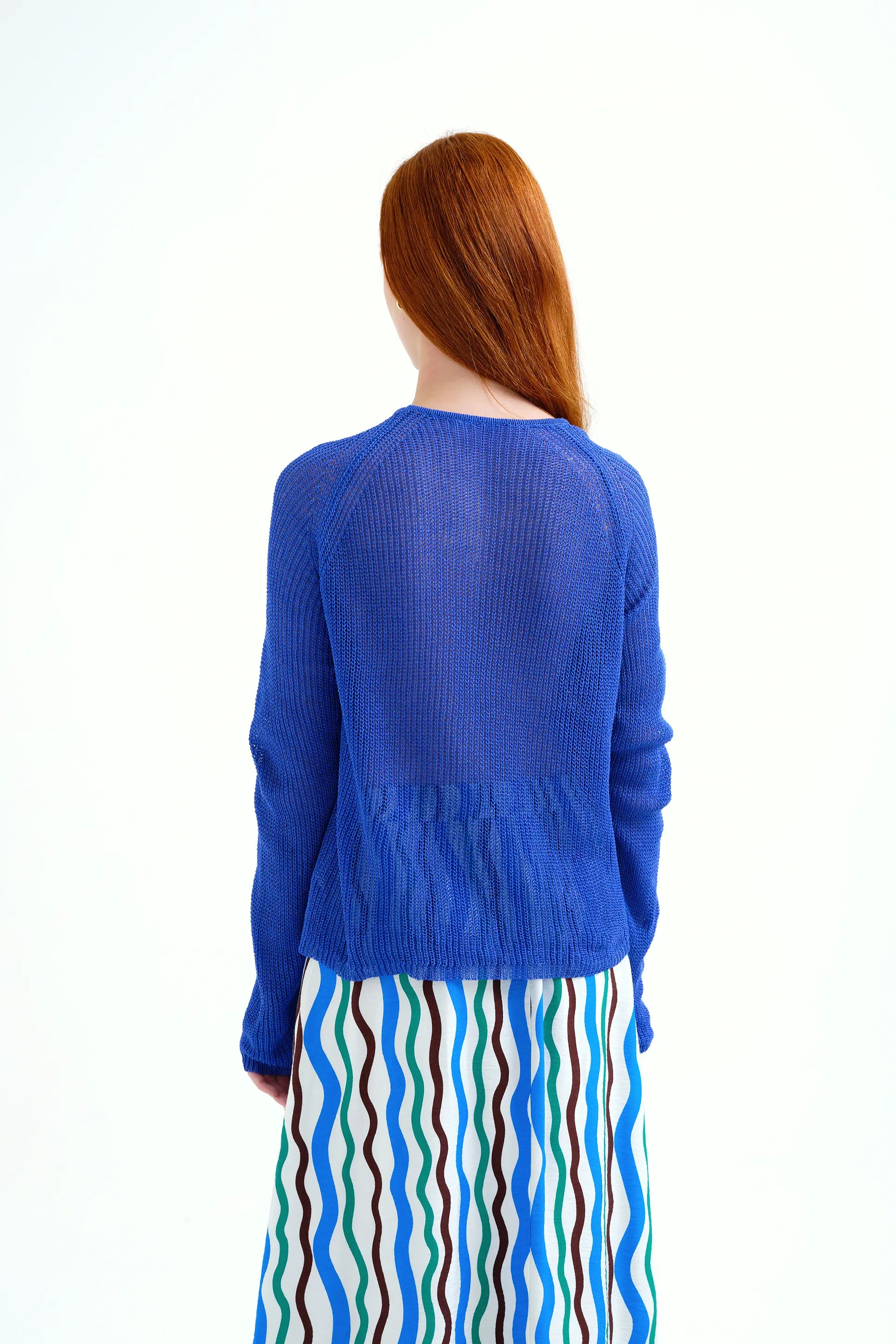 Jersey punto calado azul