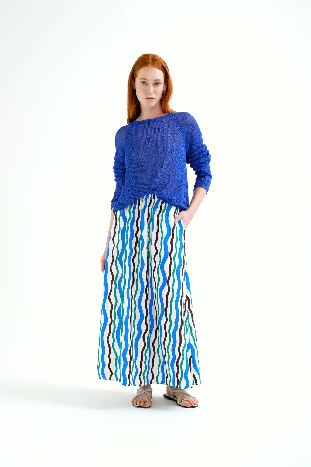 Jersey punto calado azul