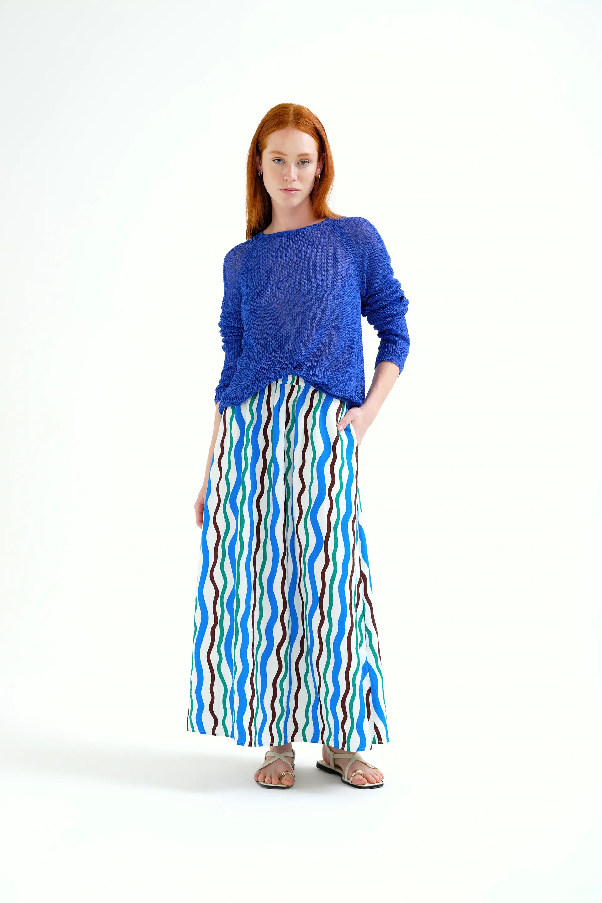 Jersey punto calado azul