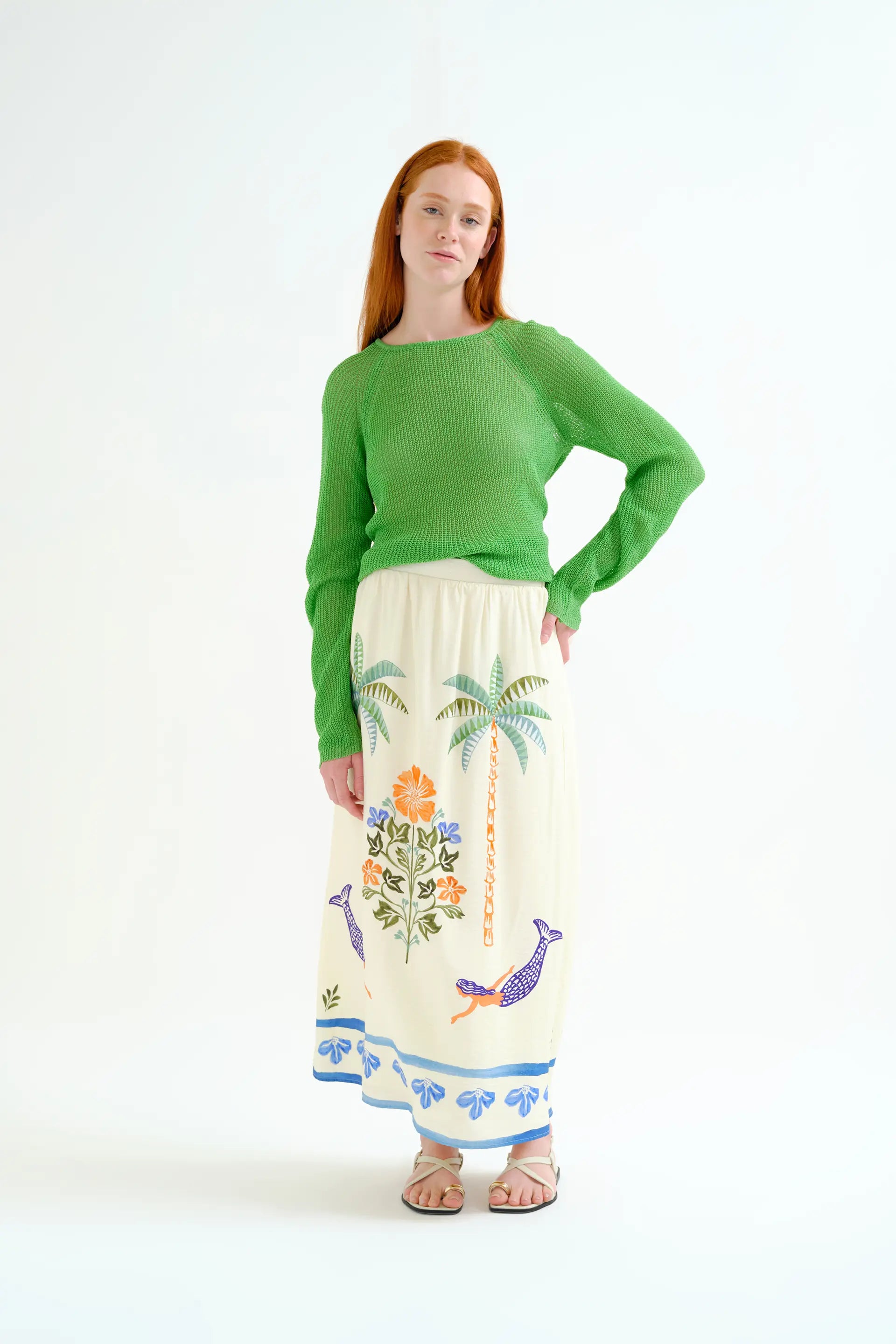 Jersey punto calado verde