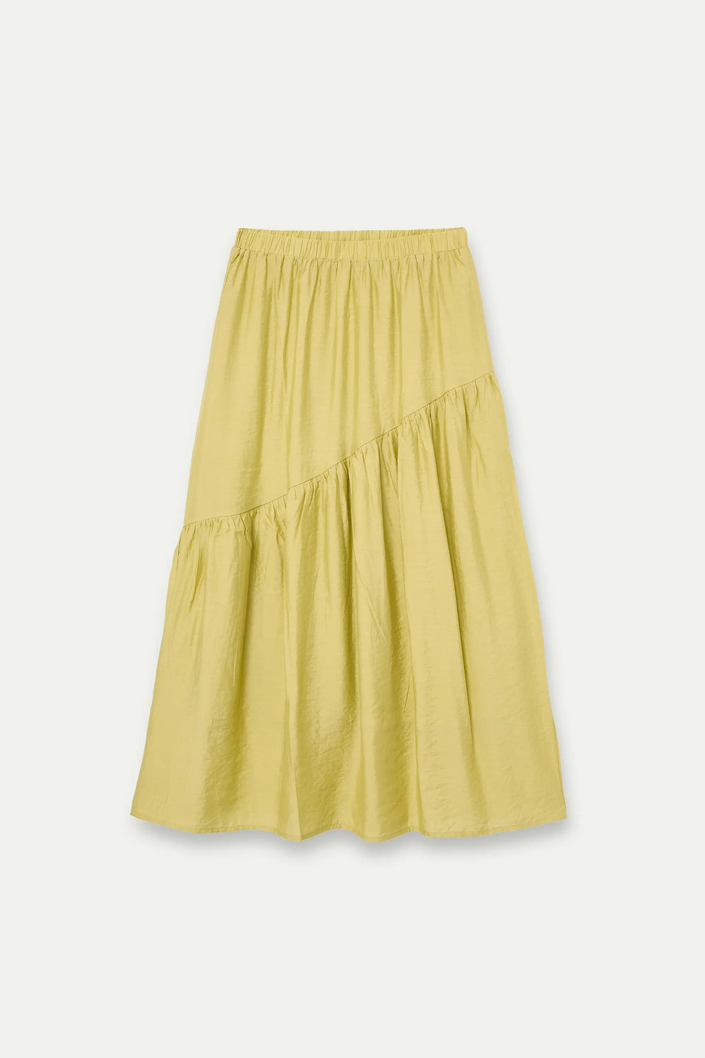 Falda larga verde pistacho con corte asim¨¦trico