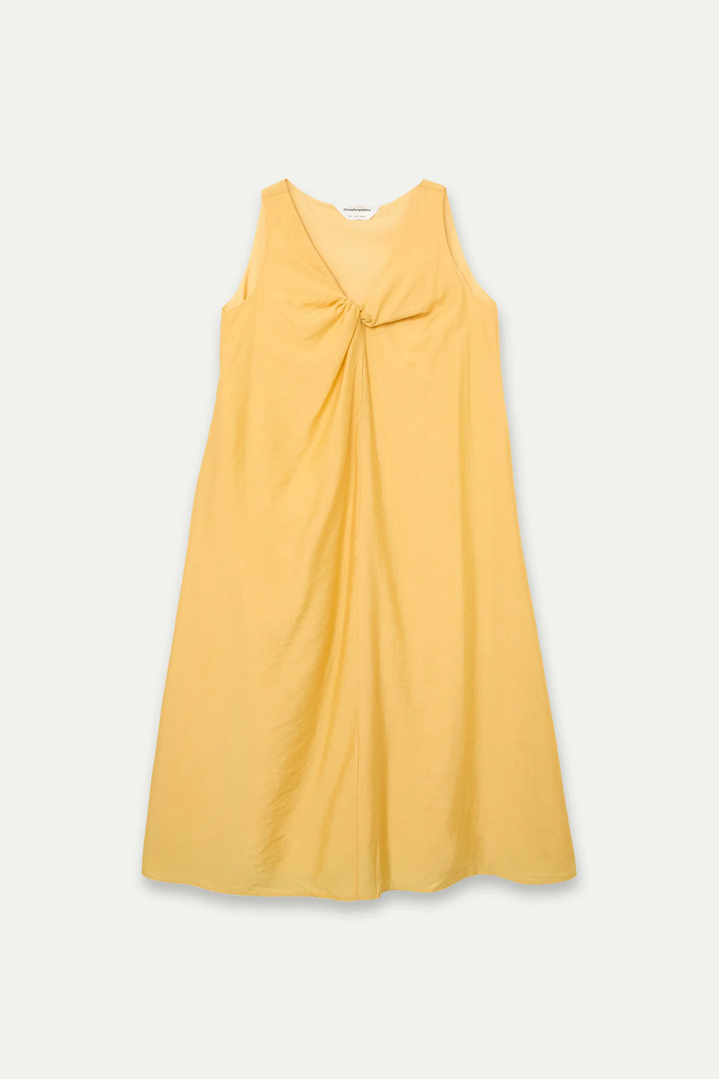 Vestido largo amarillo con detalle anudado