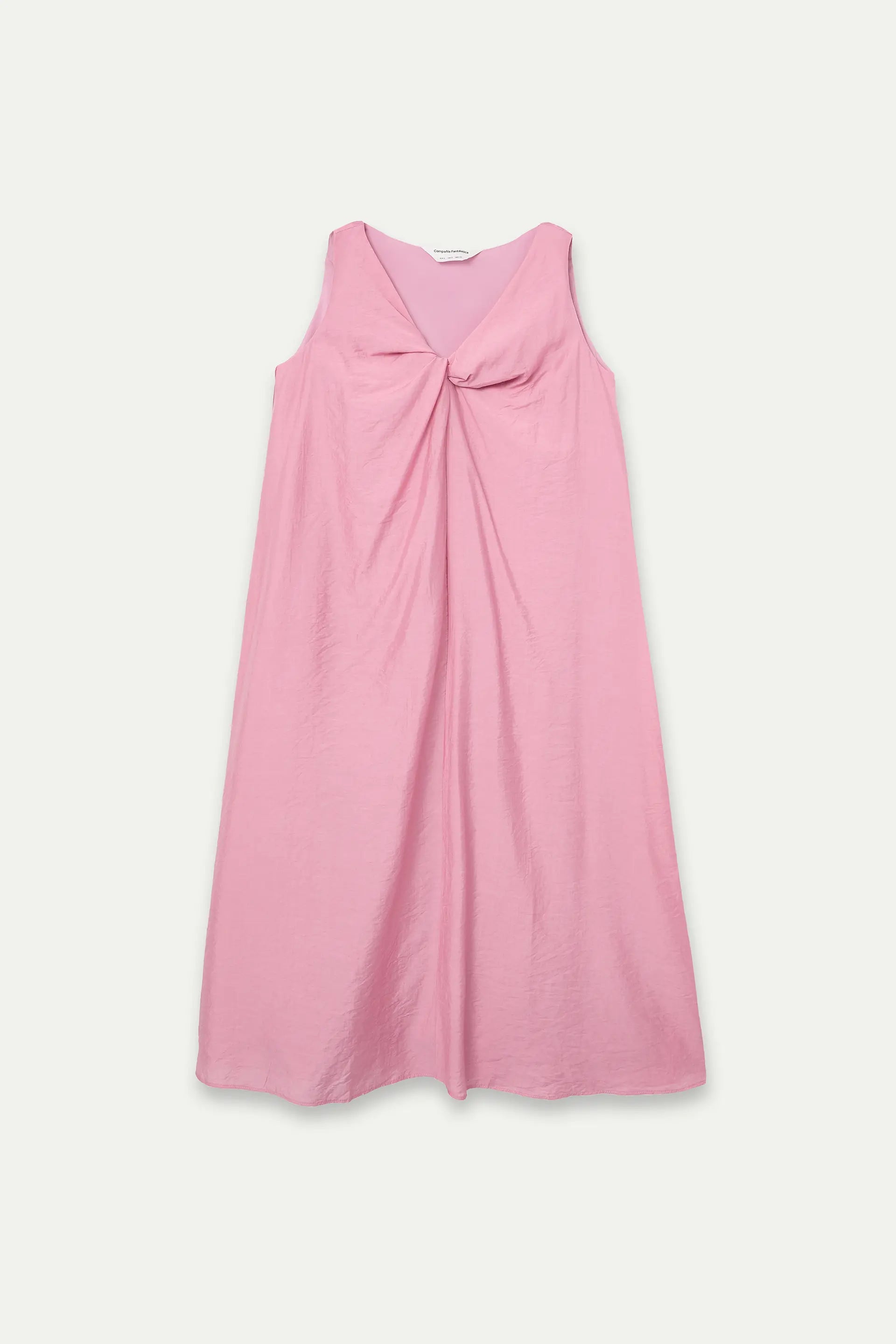 Vestido largo rosa con detalle anudado